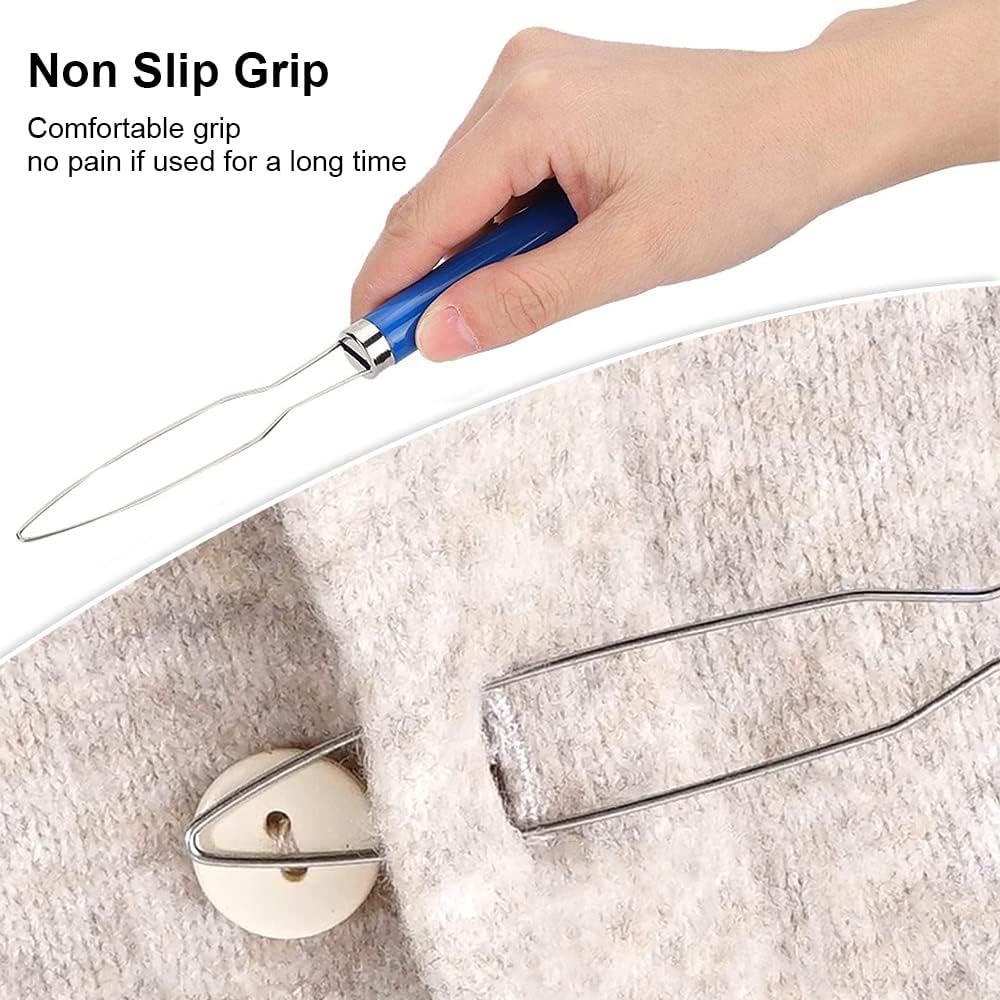 2 Pcs Button Hooks, One Hand Buttons Aids, Bright Dressing Aid Device Tools, Button Assist Devices with Comfort Grip Handle for Arthritis, Parkinsons, Independent Living(Random Colours)