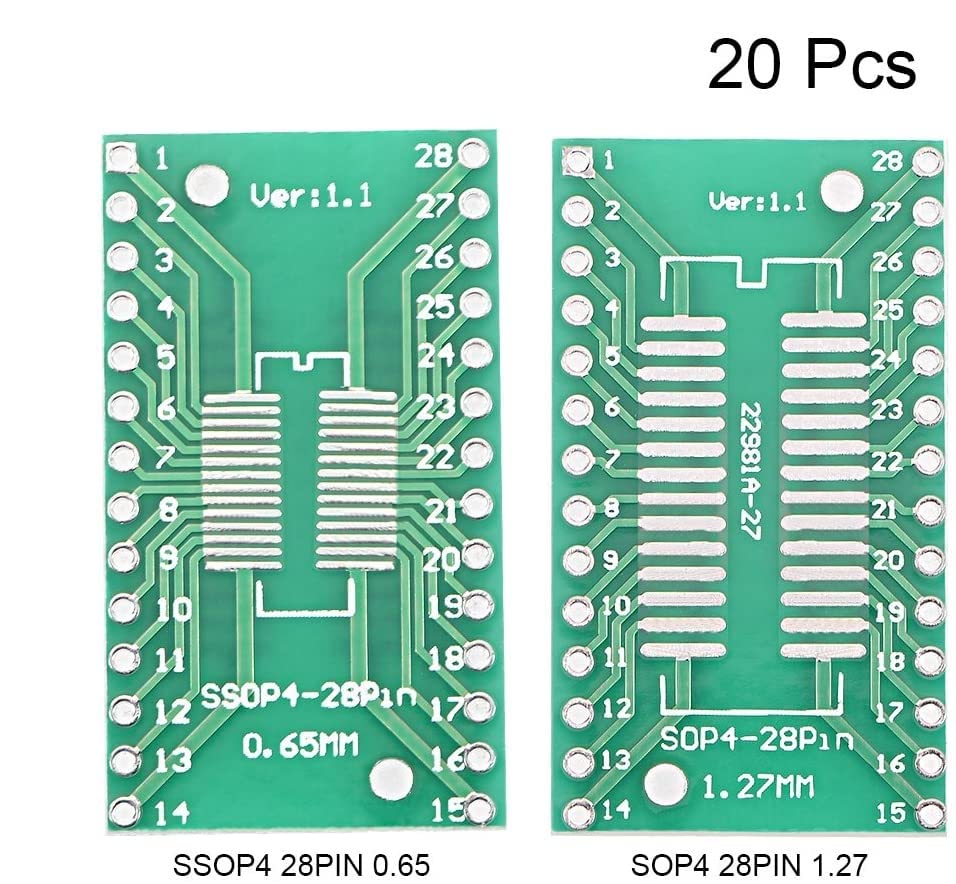 SSOP 28PIN 0.65 / SOP 28PIN 1.27 to DIP Adapter PCB Board SMD Converter 20pcs