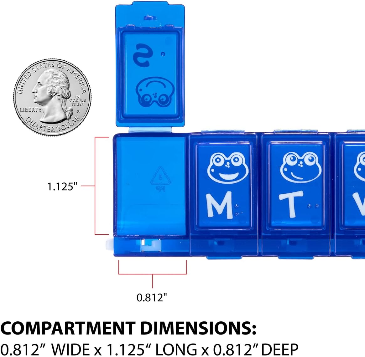 Kids Weekly (7-Day) Pill Case, Medicine Planner, Vitamin Organizer Box, Large Locking Compartments to Secure Prescription Medication and Prevent Accidental Spilling, Color May Vary, BPA Free