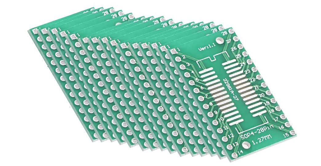 SSOP 28PIN 0.65 / SOP 28PIN 1.27 to DIP Adapter PCB Board SMD Converter 20pcs 20.3x35.5mm 15pcs