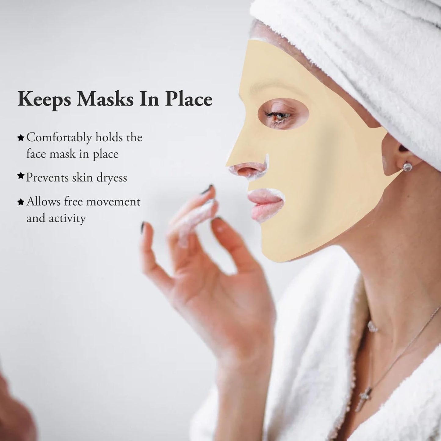 2Pcs Sheets Silicone Face Mask Holder Reusable Mask Cover, Anti-Wrinkle Moisturizing 3D Facial Mask Cover Prevent Evaporation Falling Skincare Beauty Spa for Women Men (Pink, Gold)
