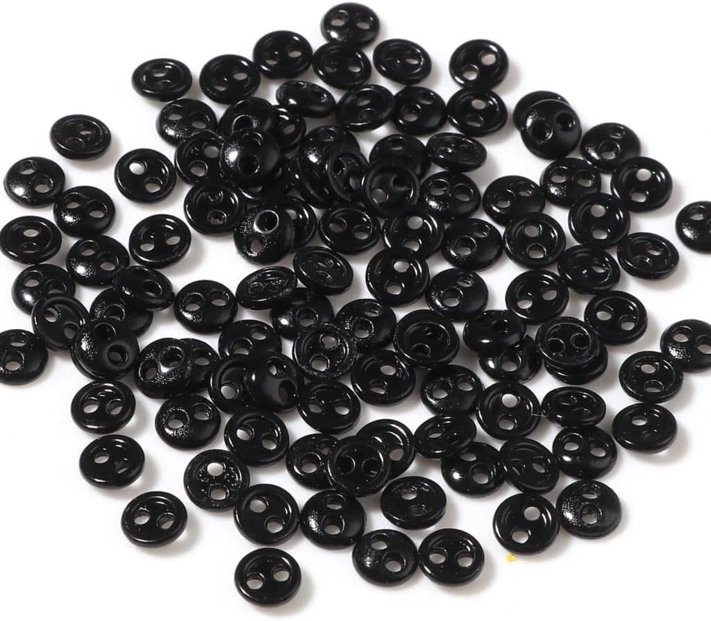 50Pcs Black Mini Buttons for DIY Doll Clothes, Round Tiny Buttons, Clothes Scrapbooking Decor Sewing Supplies Small in Size and Light in Weight,Fasteners Buttons Sewing Notions and Supplies 5mm