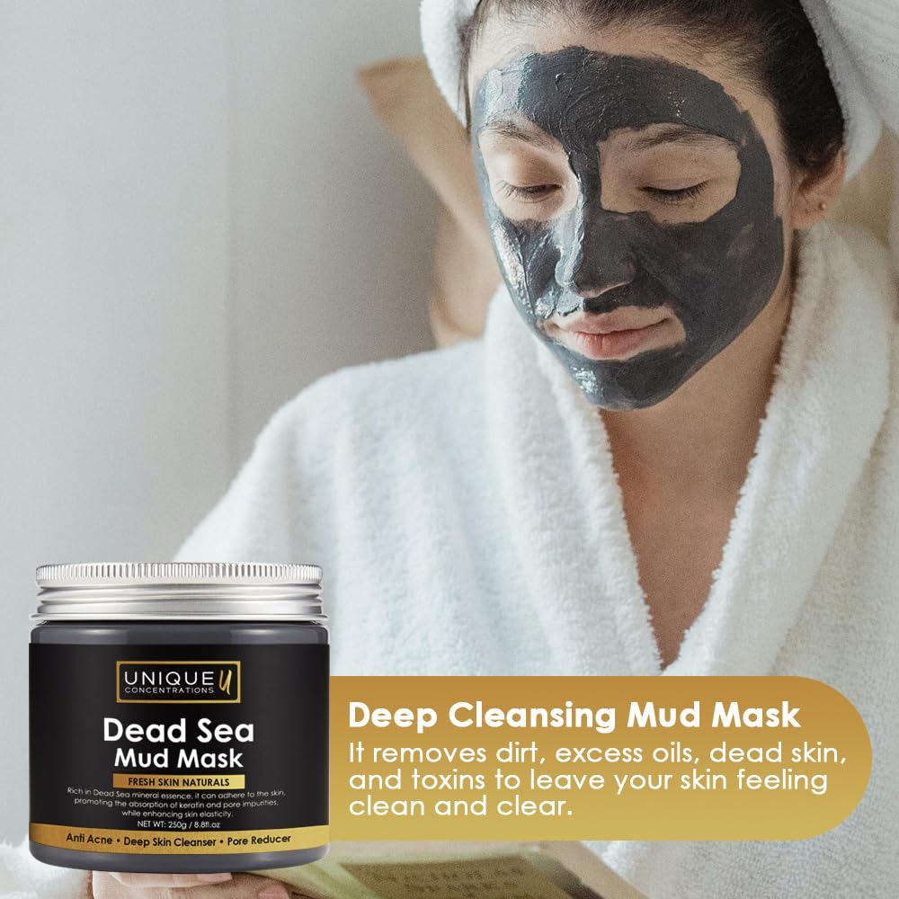 Dead Sea Mud Mask for Face and Body - Deep Cleansing, Exfoliating, Detoxifying for Acne, Blackheads, Oily Skin, and Pore Clearing - 100% Natural Mineral-Rich Formula for Men and Women - 8.8 oz