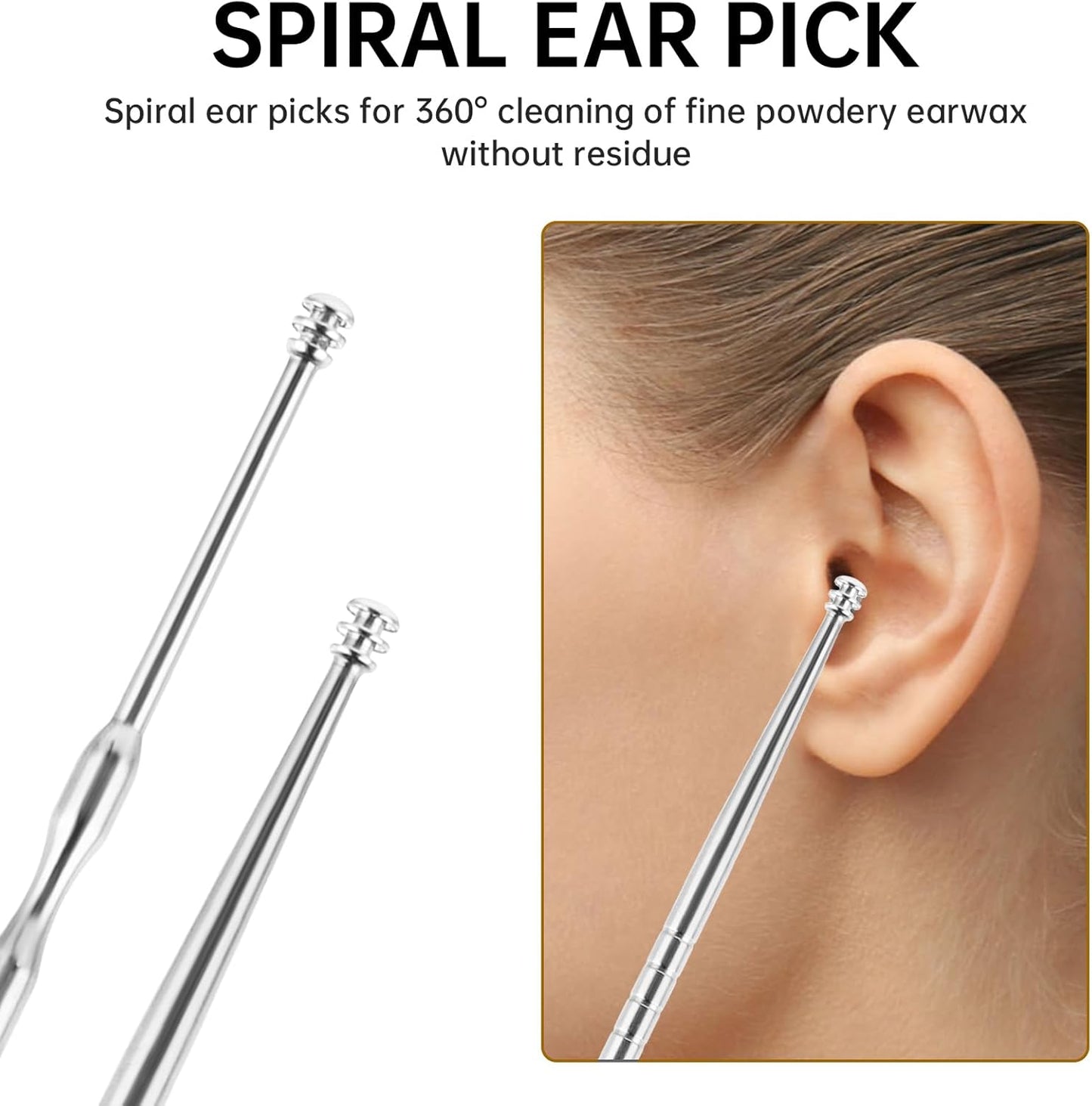 8 Pcs Ear Pick Earwax Removal Kit Ear Cleaning Kit Ear Wax Removal Tools Professional Ear Cleanerl Kit Stainless Steel Ear Picks with Storage Box and Cleaning Brush Ear Cleaner Curette Easy to Use
