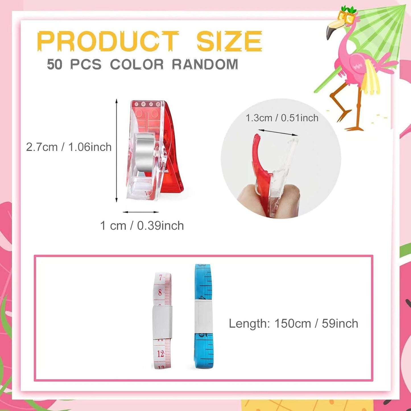 Sewing Supplies, Premium Plastic Clips, Sewing Notions for Sewing Quilting Supplies Crafting Tools, Sewing Clips for Fabric and Quilting, Multipurpose Sewing Clips, Pack of 100, Add Two Ruler.