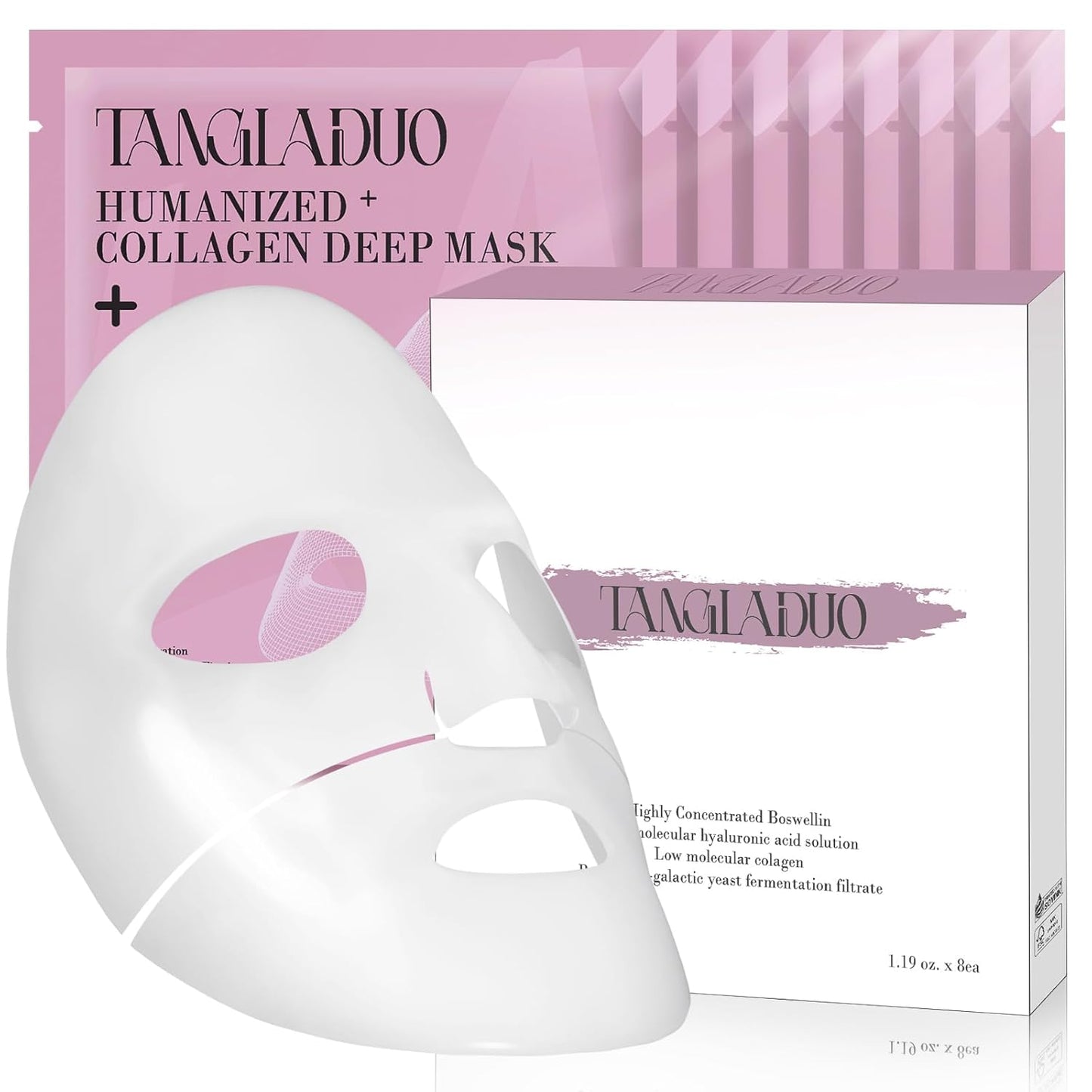 Humanized Collagen Real Deep Overnight Mask,Hydrating Firming,Anti-ageing Hydrogel Mask,for All Skin Types,Elasticity Improvement,Pore Minimizing,Minimize Wrinkles,1Pcs,Pink Pink 1 Count (Pack of 8)