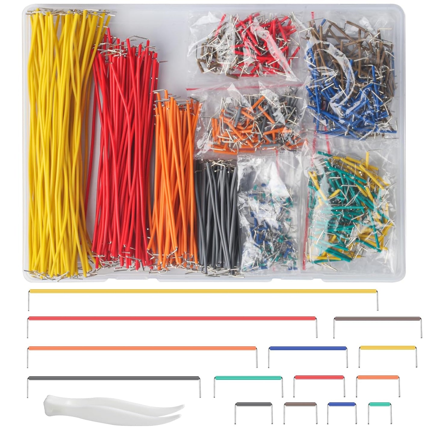 840 Pcs Breadboard Jumper Wires Kit, PCB Jumper Wire Cables, Solderless Flexible Breadboard Wire Kit, Circuit Board Breadboard Wires Assortment for Arduino, 14 Length, 2-125 mm
