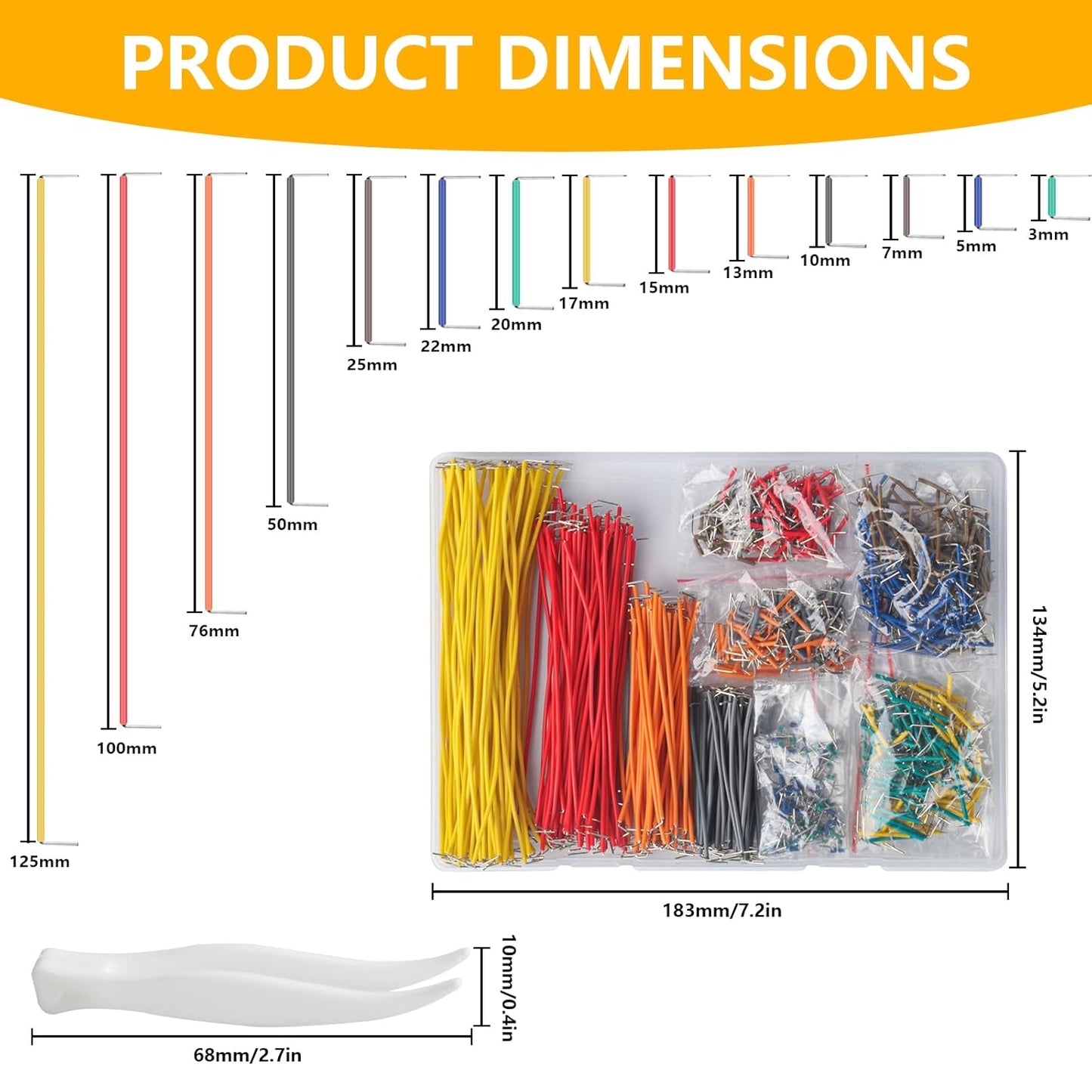840 Pcs Breadboard Jumper Wires Kit, PCB Jumper Wire Cables, Solderless Flexible Breadboard Wire Kit, Circuit Board Breadboard Wires Assortment for Arduino, 14 Length, 2-125 mm