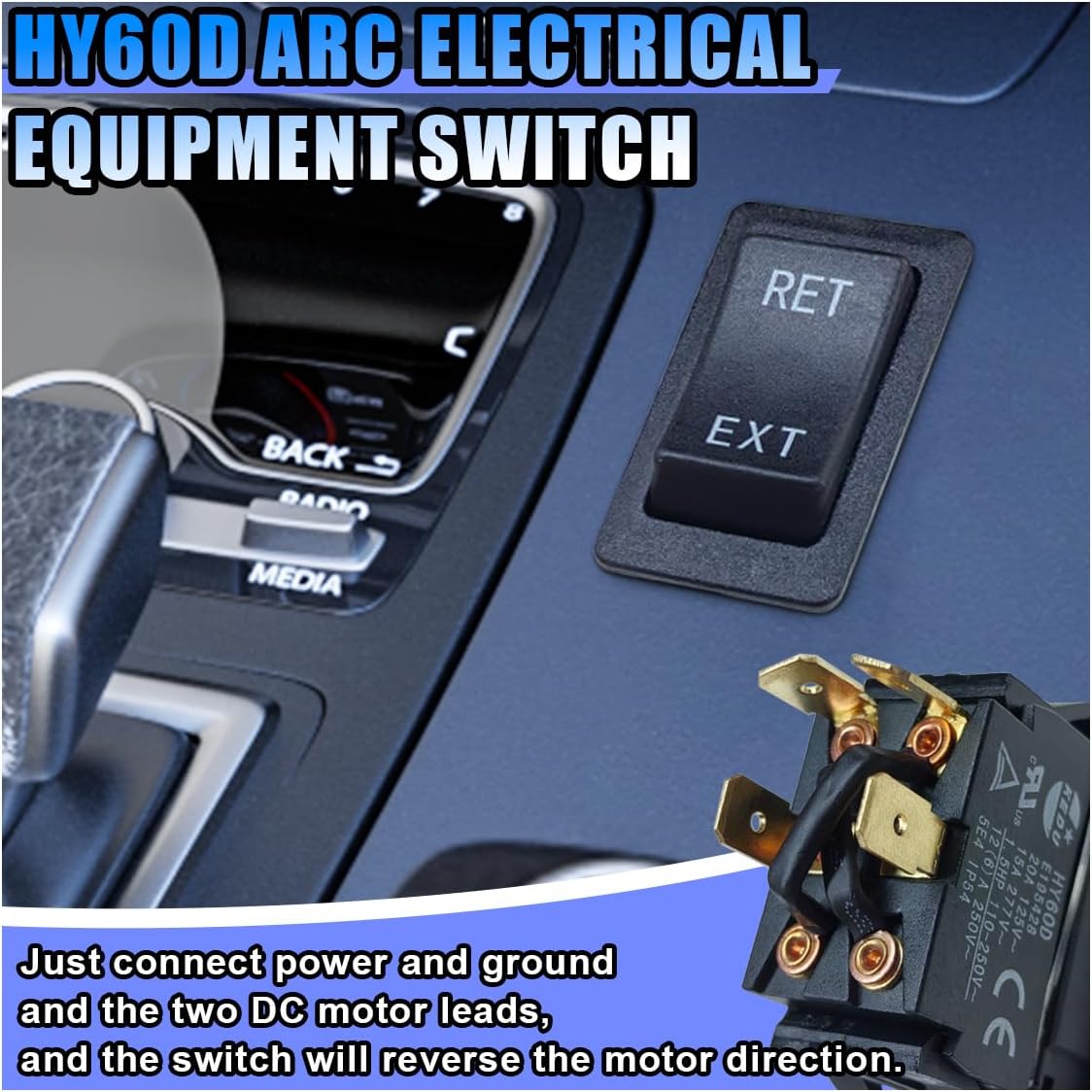 Rocker Switch, 4Pin Rocker Toggle Switch, 20A 125VAC (ON)-Off-(ON) Push Button Switchs, Automatic Reset RET-EXT Pushbutton Switchs for Industrial Electric Power Equipment Control