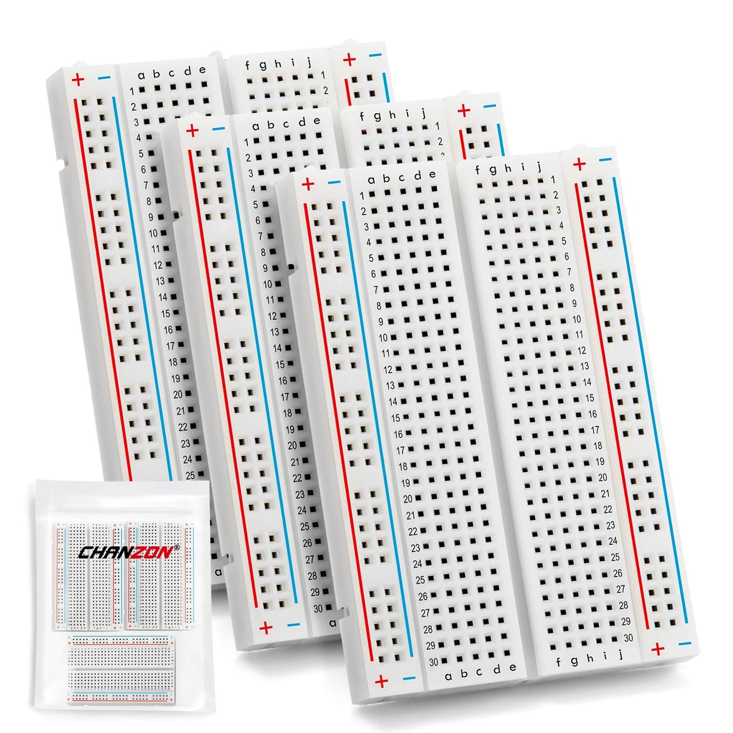 3 pcs Breadboard with 400 Tie Points (BB-801) Solderless Prototype Kit Universal PCB Bread Board Plus 2 Power Rail and Adhesive Back for Small DIY Kits Arduino Proto Raspberry rasp Pi Project