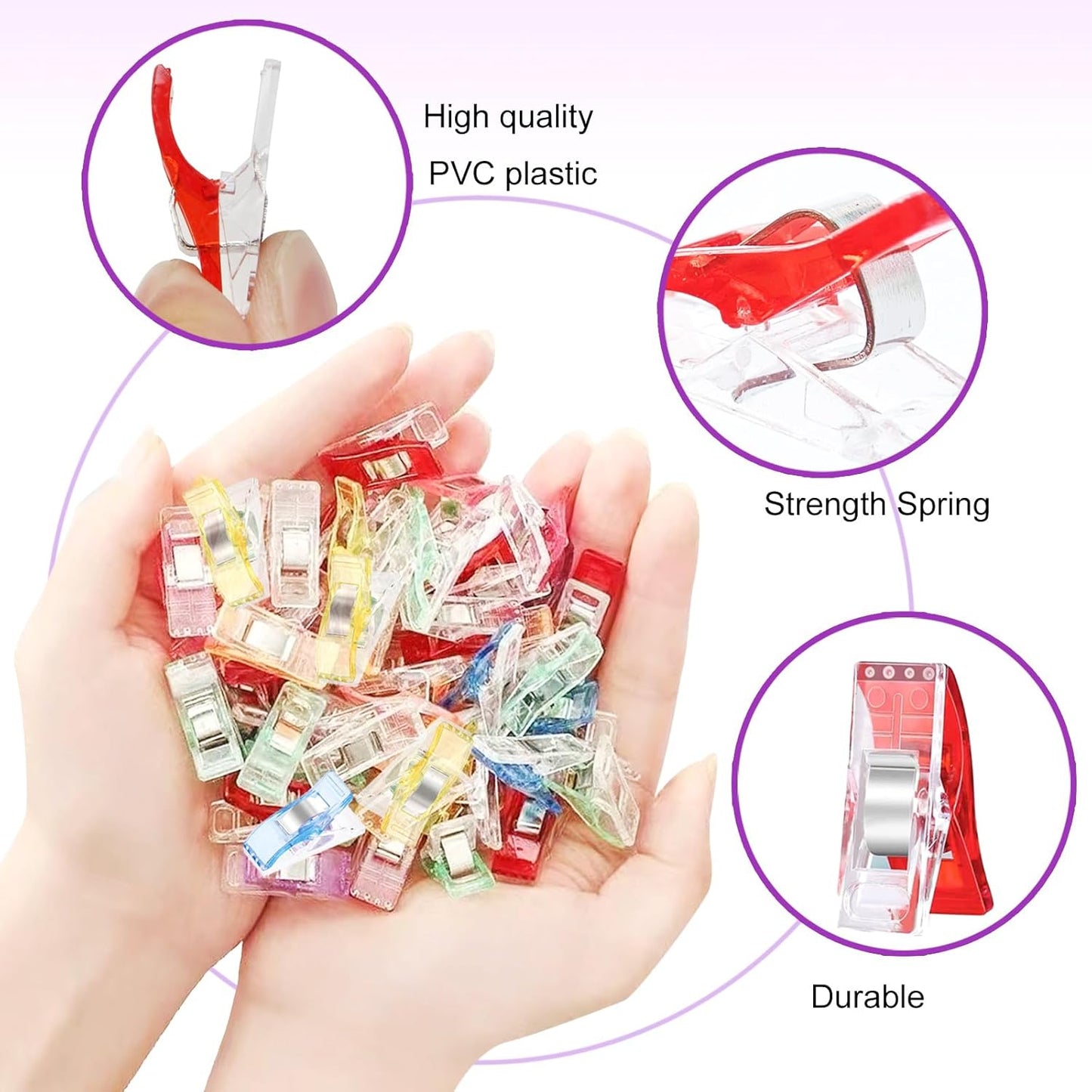 Sewing Supplies, Premium Plastic Clips, Sewing Notions for Sewing Quilting Supplies Crafting Tools, Sewing Clips for Fabric and Quilting, Multipurpose Sewing Clips, Pack of 100, Add Two Ruler.