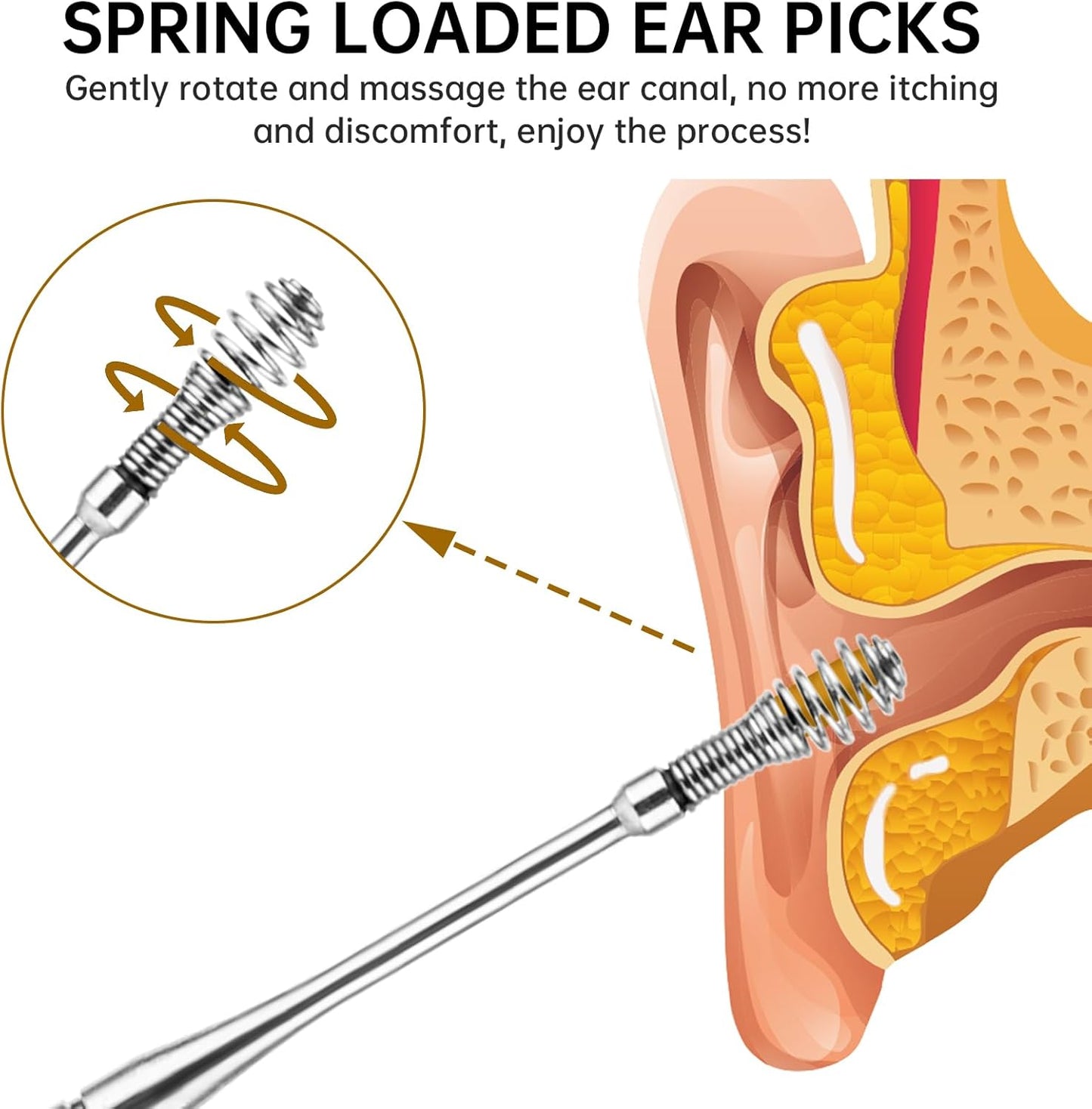 8 Pcs Ear Pick Earwax Removal Kit Ear Cleaning Kit Ear Wax Removal Tools Professional Ear Cleanerl Kit Stainless Steel Ear Picks with Storage Box and Cleaning Brush Ear Cleaner Curette Easy to Use