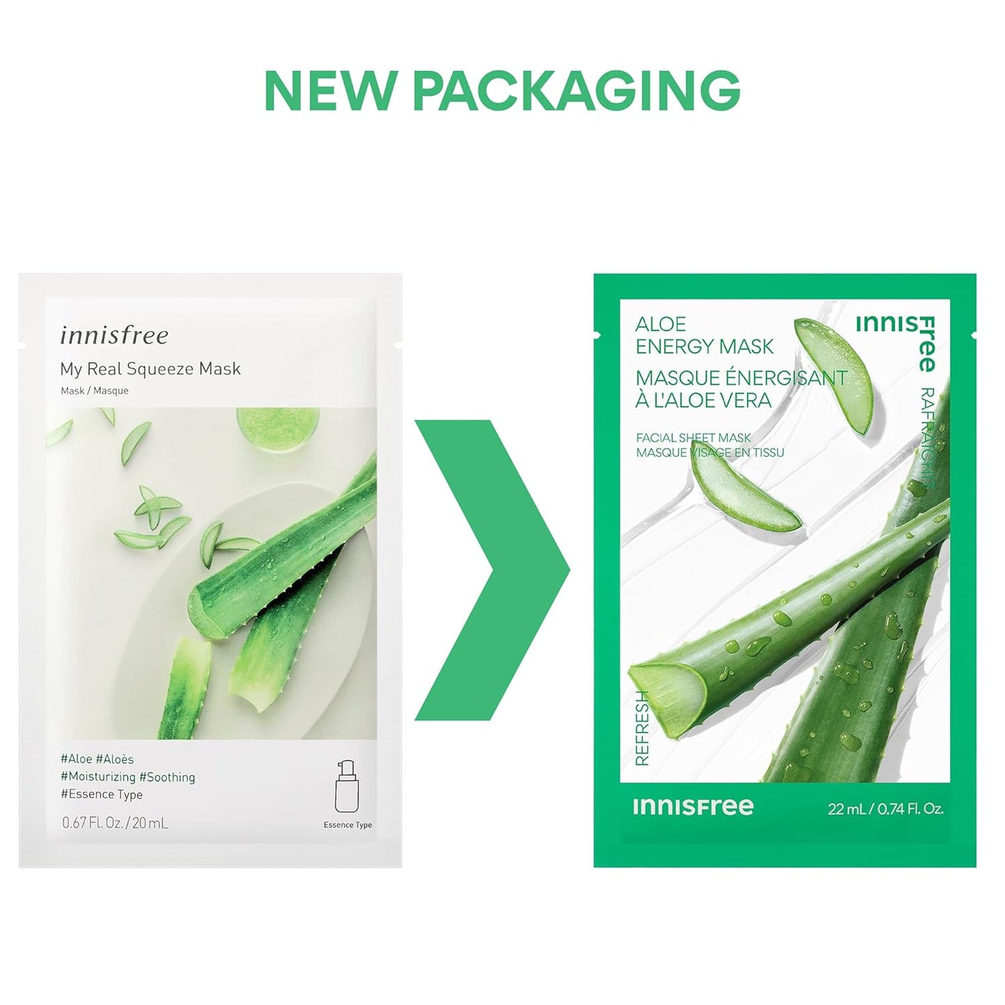 innisfree Energy Mask, Hydrating and Soothing Serum Korean Sheet Mask, Face Mask for Bright, Glowing Skin