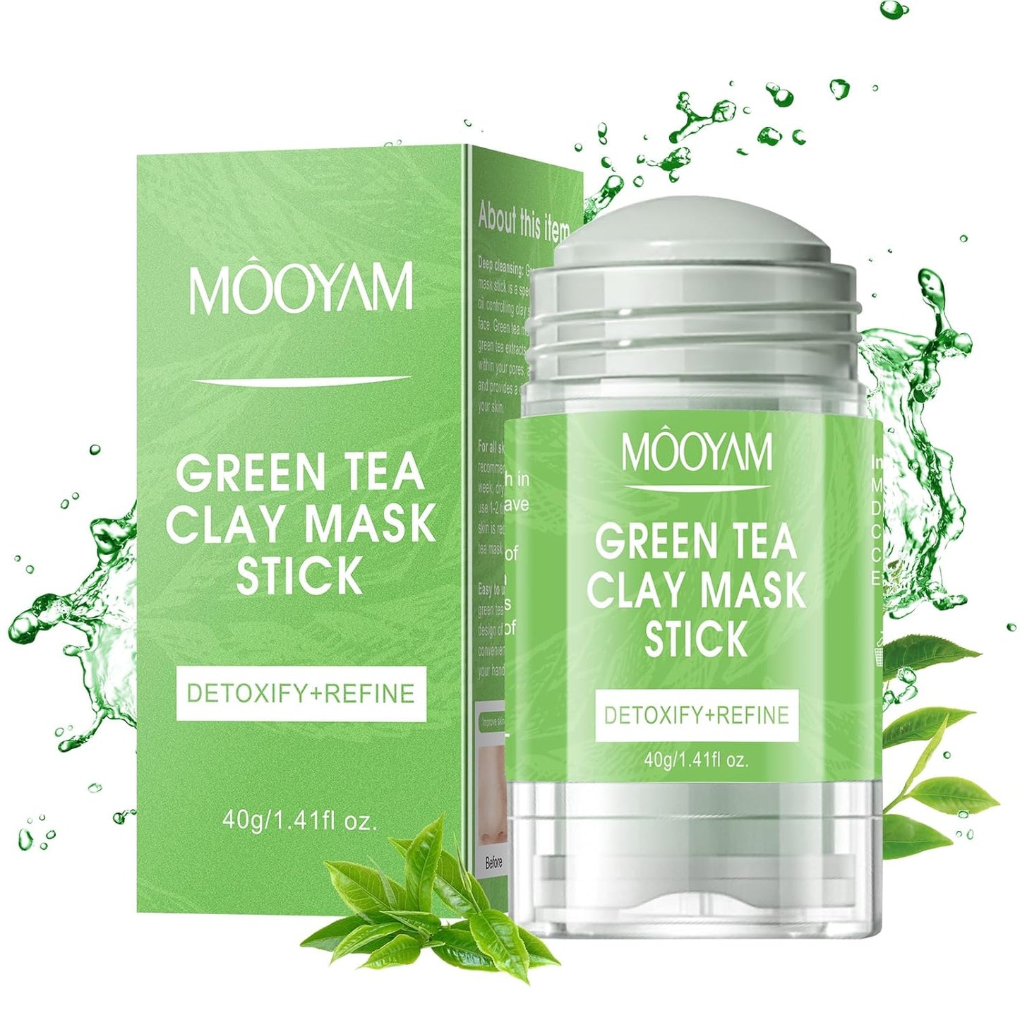 Clay Mask for Face, Dead Sea Mud Mask Stick Purifying Face Mask Deeping Cleanser Blackhead Detoxify Blemished Skin Oil Control, Dead Sea Mud Mask Skin Care for All Skin Types Green Tea