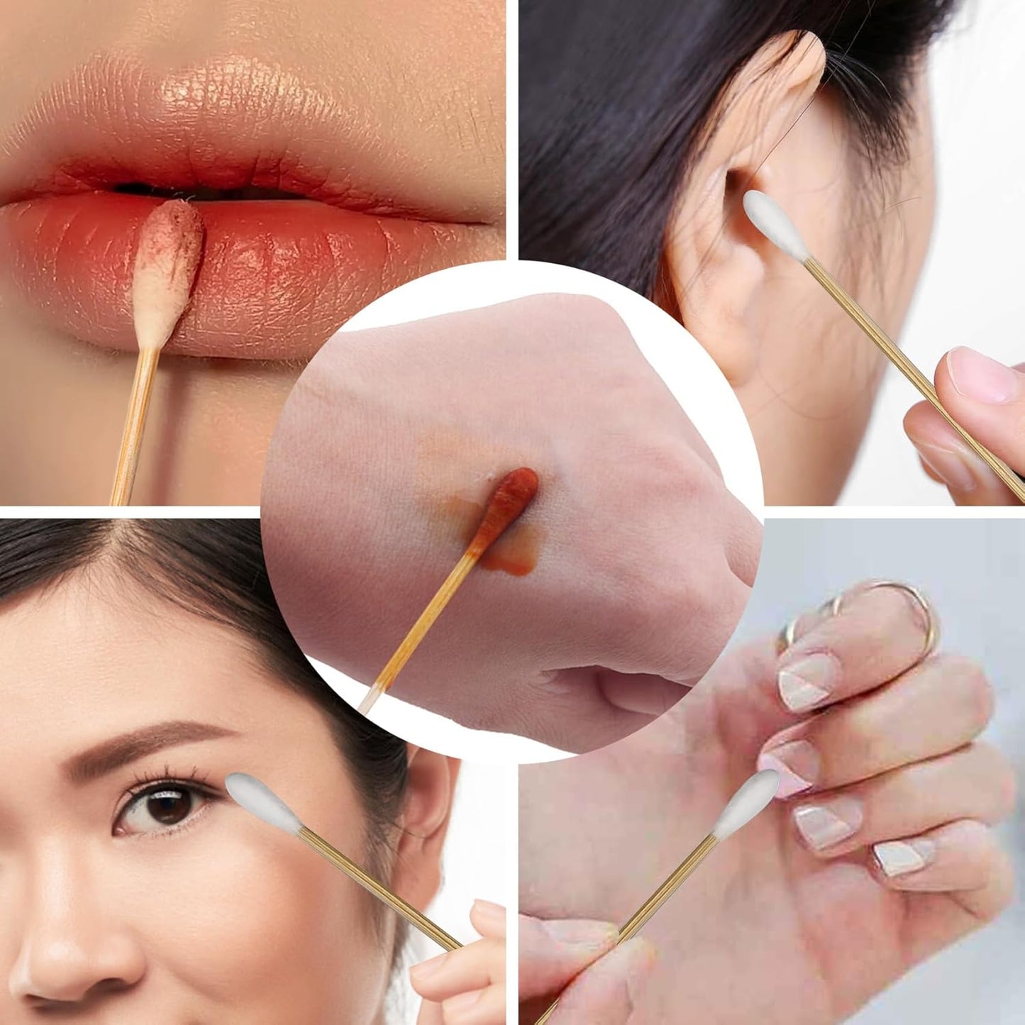 100 Pcs 6 Inch Long Bamboo Cotton Swabs with Wooden Handles-Cotton Tip Applicators for Cleaning, Makeup, Pets Care,Remover - For Ceramics, Jewelry (100)