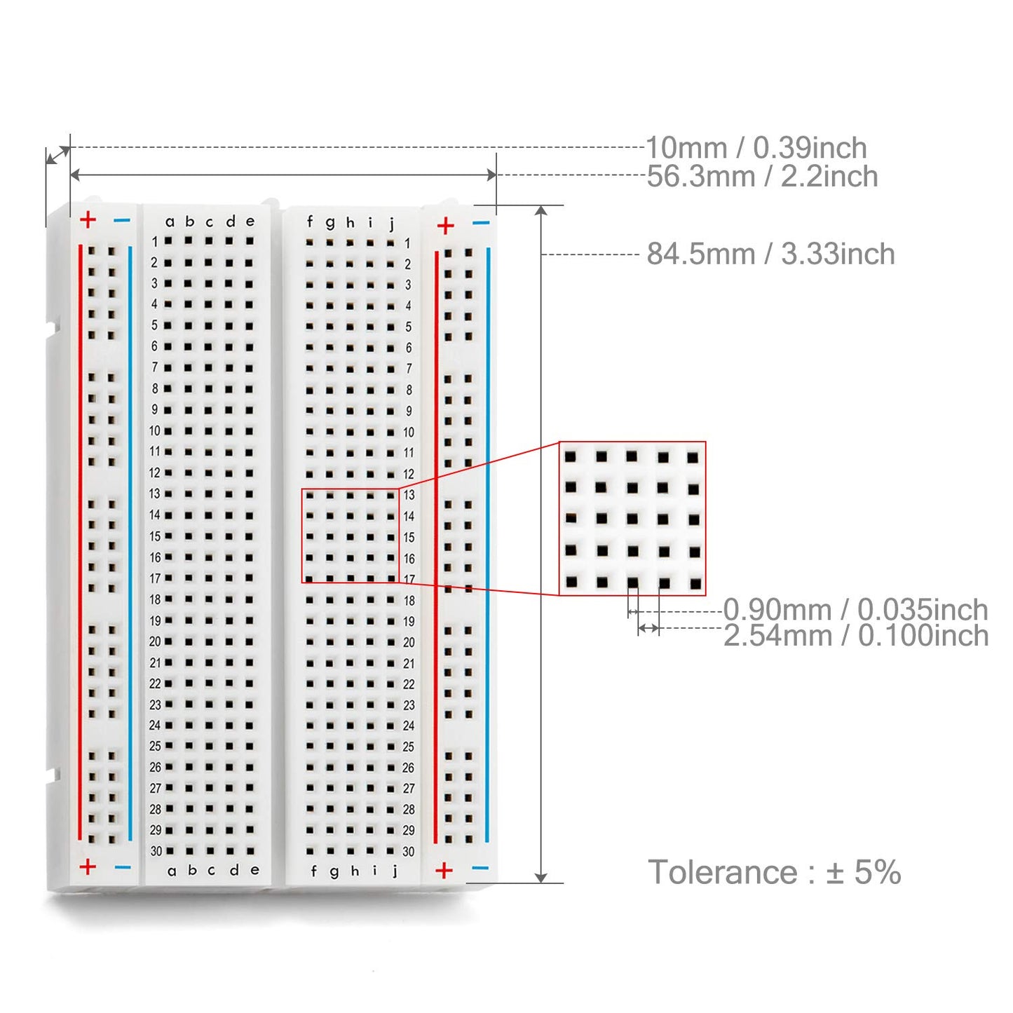 3 pcs Breadboard with 400 Tie Points (BB-801) Solderless Prototype Kit Universal PCB Bread Board Plus 2 Power Rail and Adhesive Back for Small DIY Kits Arduino Proto Raspberry rasp Pi Project