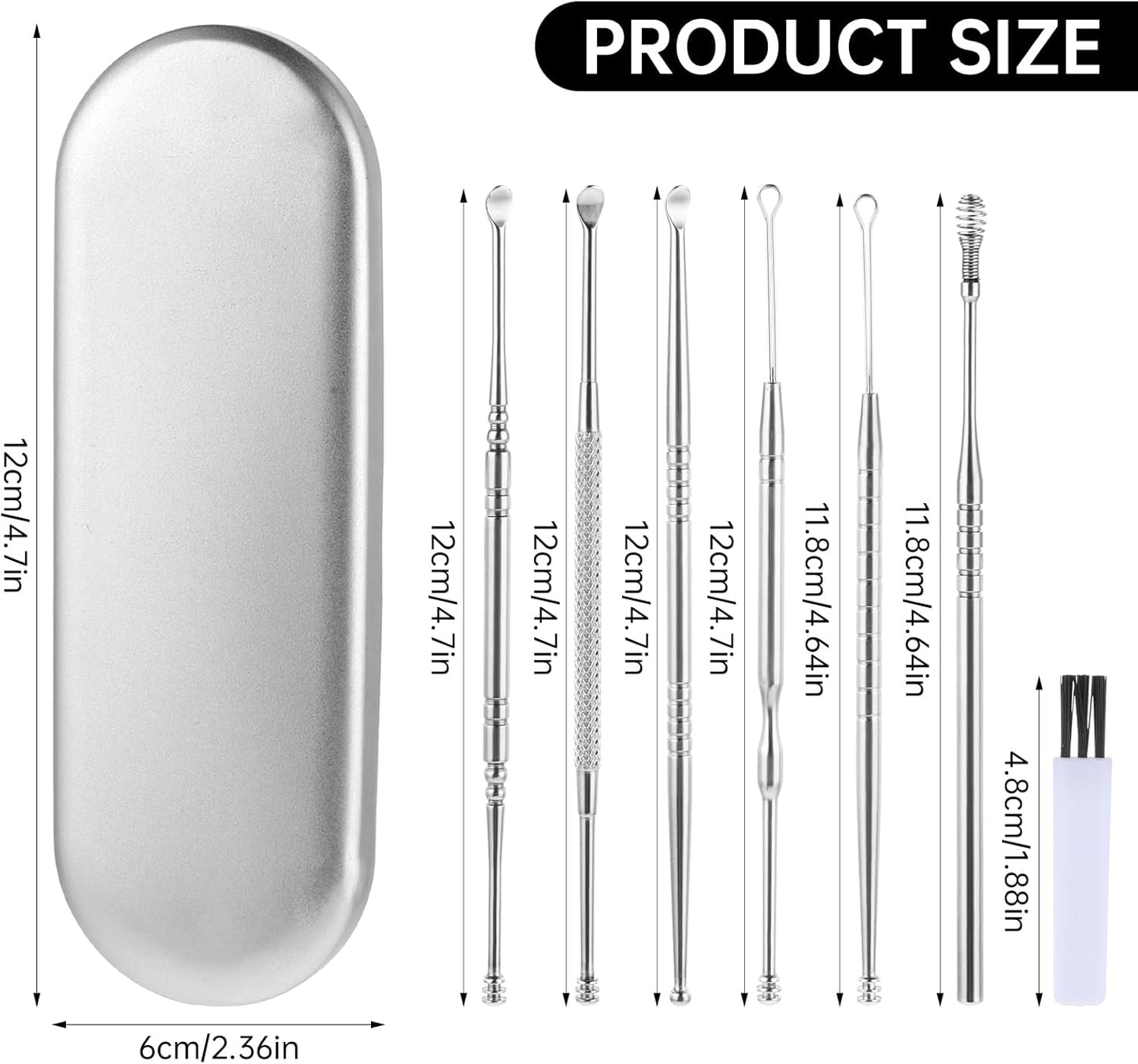 8 Pcs Ear Pick Earwax Removal Kit Ear Cleaning Kit Ear Wax Removal Tools Professional Ear Cleanerl Kit Stainless Steel Ear Picks with Storage Box and Cleaning Brush Ear Cleaner Curette Easy to Use