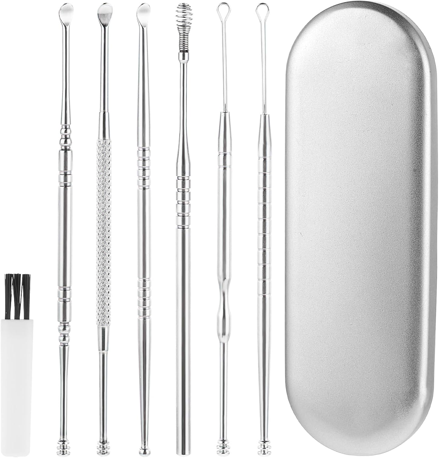 8 Pcs Ear Pick Earwax Removal Kit Ear Cleaning Kit Ear Wax Removal Tools Professional Ear Cleanerl Kit Stainless Steel Ear Picks with Storage Box and Cleaning Brush Ear Cleaner Curette Easy to Use
