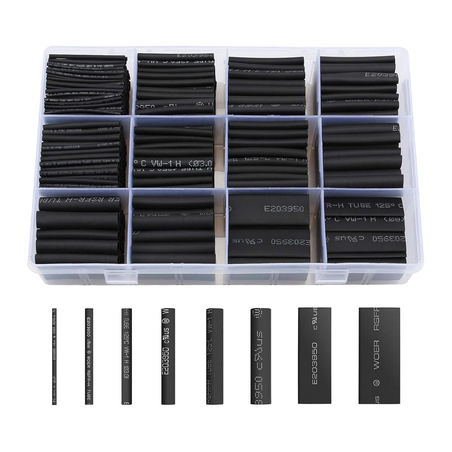 650pcs Heat Shrink Tubing Black innhom Heat Shrink Tube Wire Shrink Wrap UL Approved Ratio 2:1 Electrical Cable Wire Kit Set Long Lasting Insulation Protection, Safe and Easy, Eco-Friendly Material Black 1 650pcs black