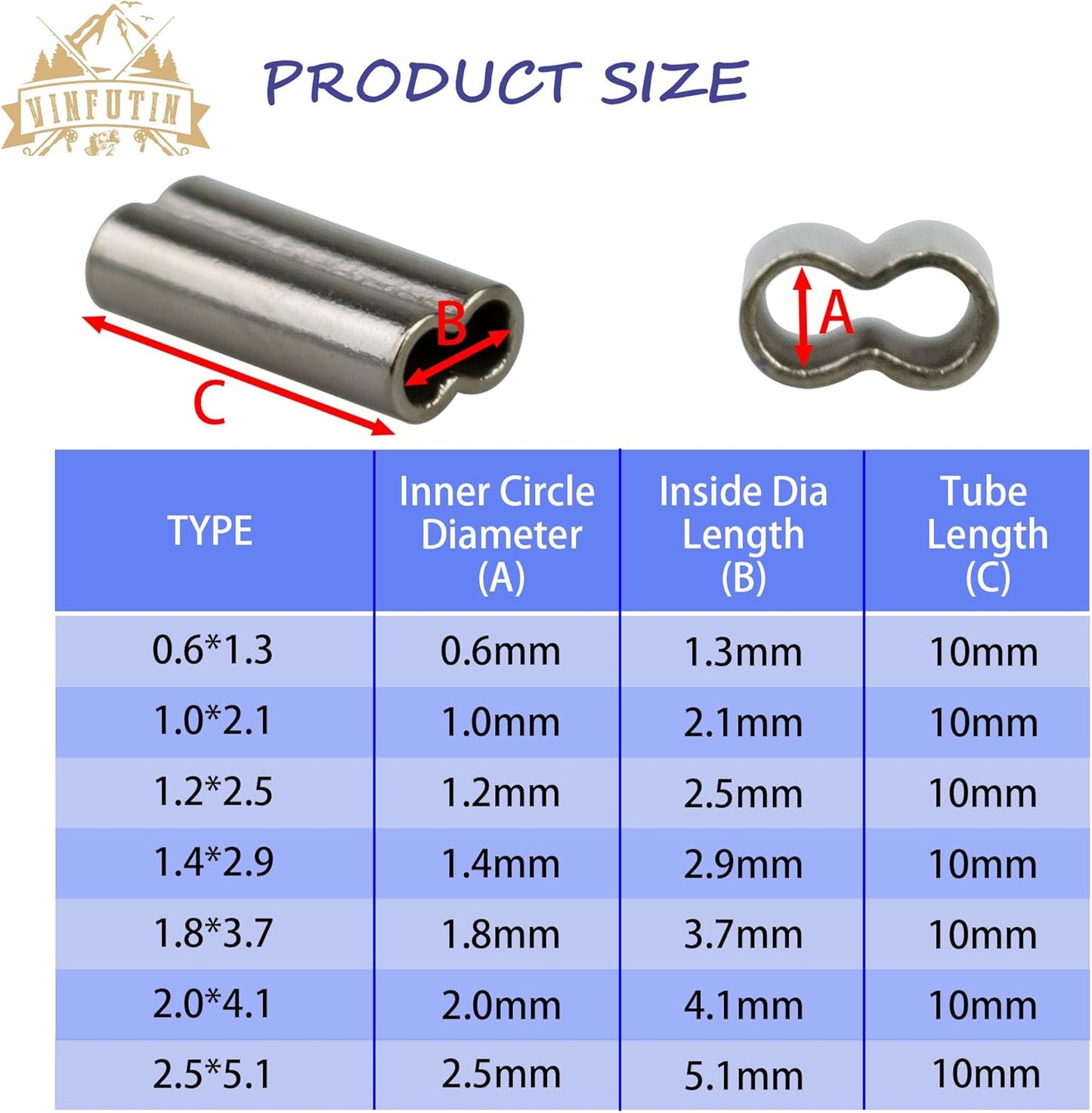 Fishing Swivels Barrel Crimp Sleeves Copper Aluminum Monofilament Fishing Line Connectors Sinlge Double Crimping Loop Sleeves Tube Fishing Wire Leader