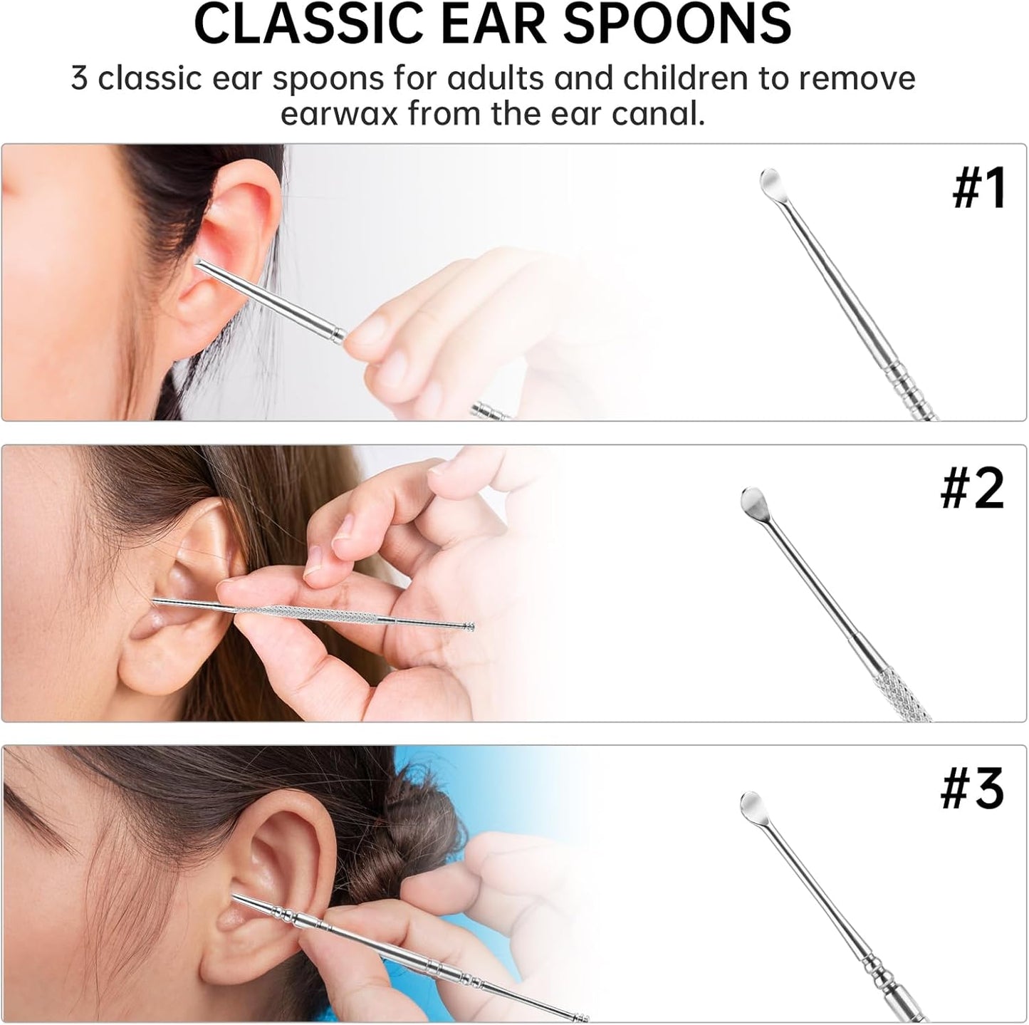 8 Pcs Ear Pick Earwax Removal Kit Ear Cleaning Kit Ear Wax Removal Tools Professional Ear Cleanerl Kit Stainless Steel Ear Picks with Storage Box and Cleaning Brush Ear Cleaner Curette Easy to Use
