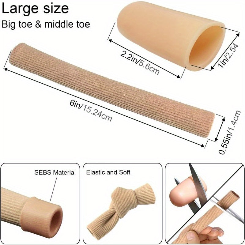 7 Pack Big Toe Protectors Women - Toe Caps and Toe Protectors, Cuttable Toe Tubes Sleeves 1 Pack (M, 6 Inches), Provides Relief from Missing Or Ingrown Toenails