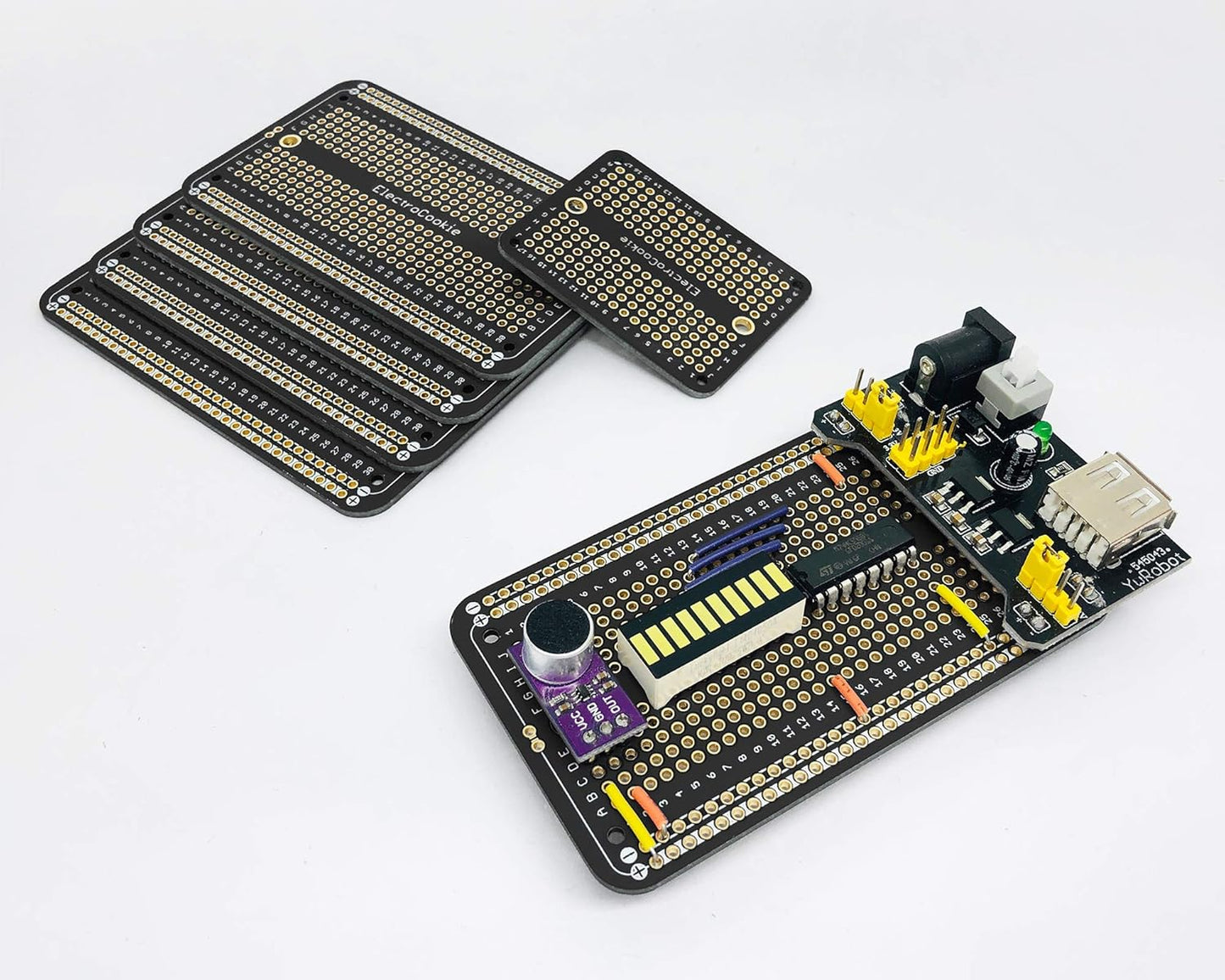 Prototype PCB Solderable Breadboard for Electronics Projects Compatible for DIY Arduino Soldering Projects, Gold-Plated (5 Pack + 1 Mini Board, Matte Black)
