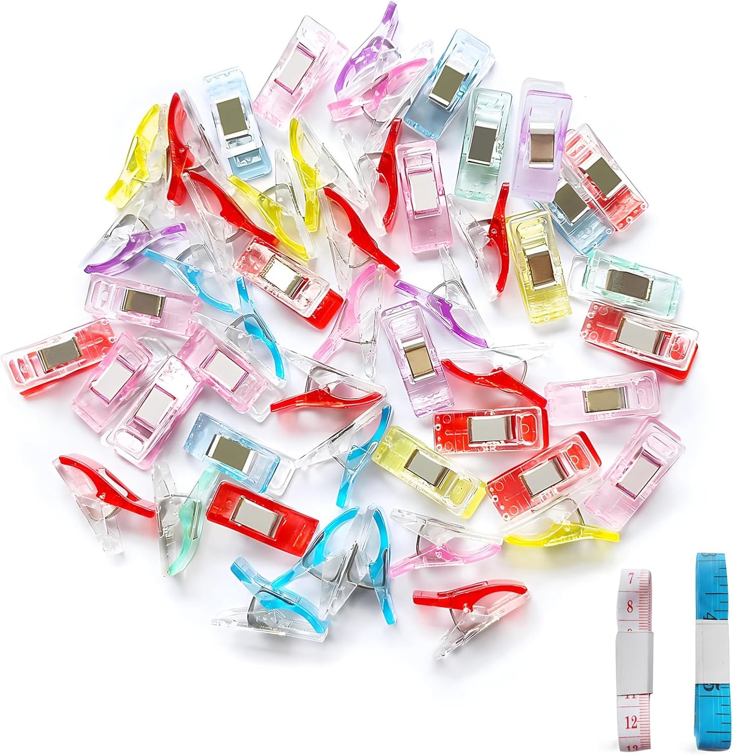 Sewing Supplies, Premium Plastic Clips, Sewing Notions for Sewing Quilting Supplies Crafting Tools, Sewing Clips for Fabric and Quilting, Multipurpose Sewing Clips, Pack of 100, Add Two Ruler.