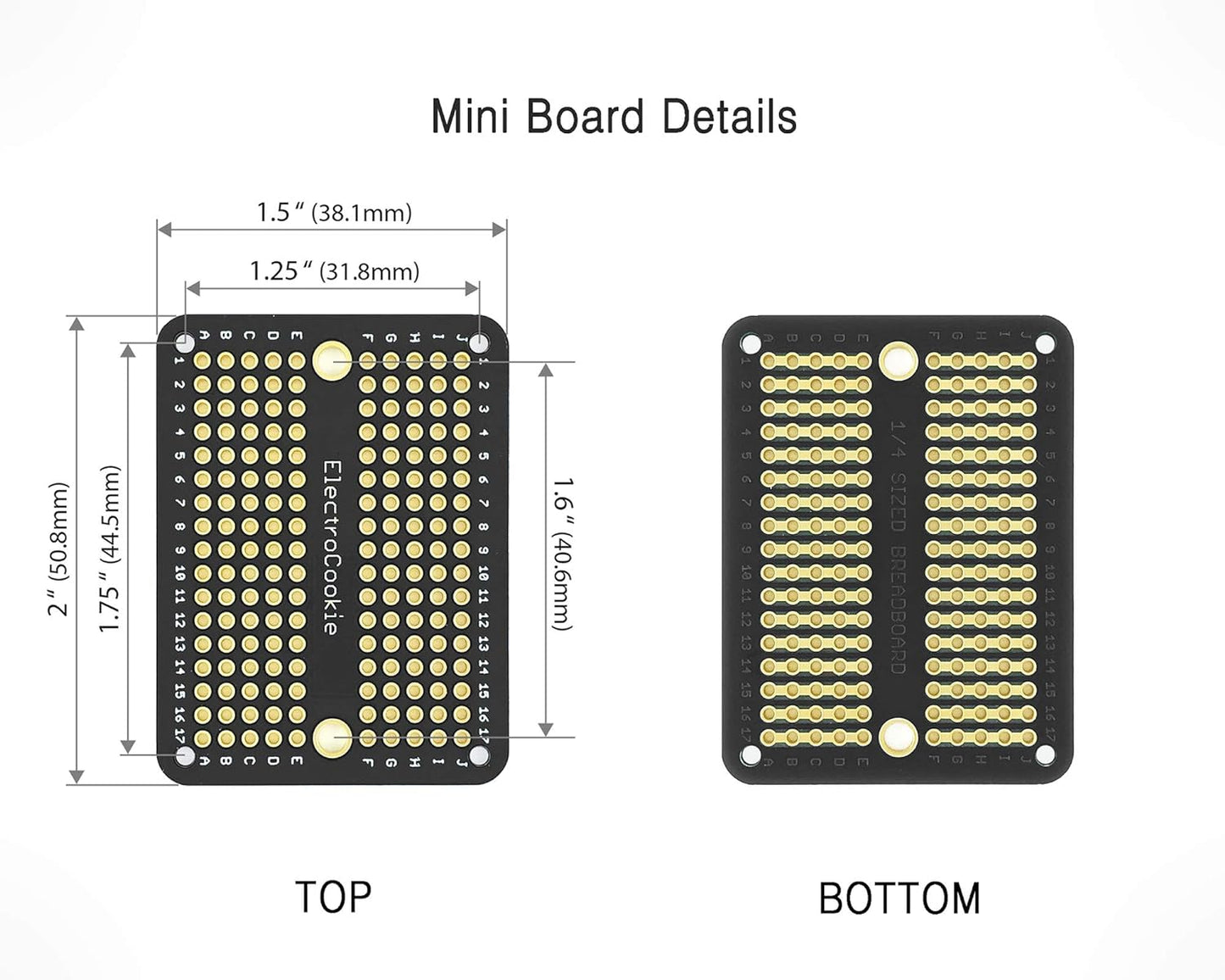 Prototype PCB Solderable Breadboard for Electronics Projects Compatible for DIY Arduino Soldering Projects, Gold-Plated (5 Pack + 1 Mini Board, Matte Black)