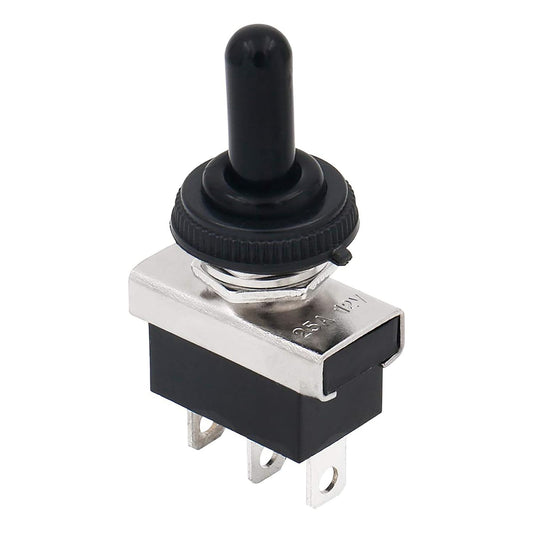 Baomain Car Toggle Switch SPDT Latching (Maintained) ON-Off-ON 3 Pin 3 Position 12V/25A with Waterproof Cover for Auto Car (1PCS) 1