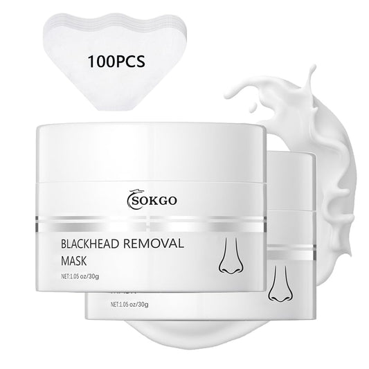 Blackhead Removal Mask with 50 PCS Pore Strips, Deep Cleansing, Moisturizing Oil Control Shrink Remove Blackheads, Shrink Pores, Improve Skin Tone for All Skin Types 2PCS
