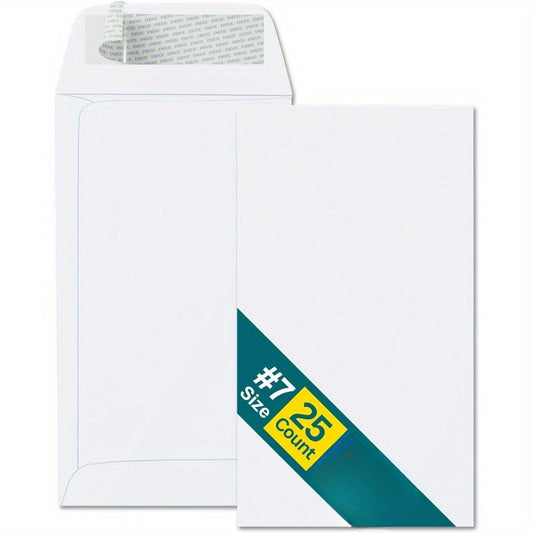 #7 Money Envelopes for Cash - 25 Pack - White Coin Envelopes Self Seal - Cash Envelopes Peel & Seal - Small Envelopes for Money, Credit Cards, Gift Cards, Storage, Small Parts, Seeds - 28 lb Paper