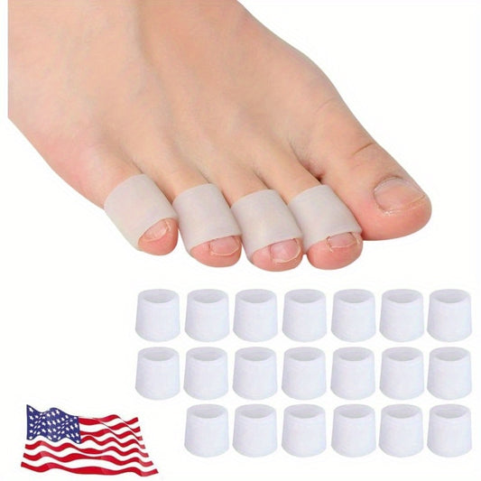 Gel Toe Protectors, Open Toe Sleeves Toe Tubes Toe caps (20 PCS), NEW MATERIAL, Great for Bunion Blisters, Corns, Hammer Toes, Toenails Loss, Friction Pain Relief and More