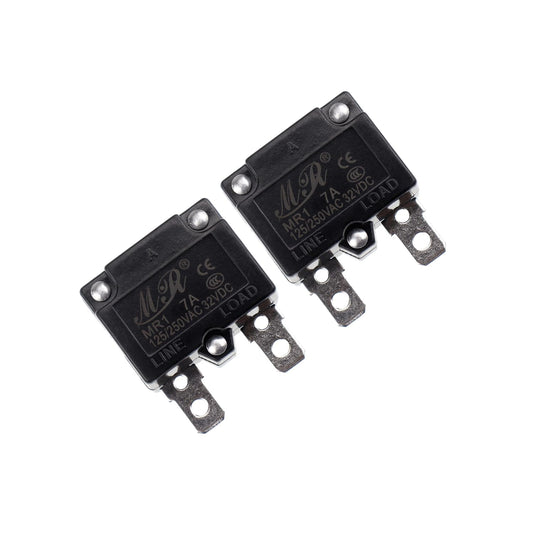 7 Amps Thermal Circuit Breakers 125/250VAC 32VDC Automatic Reset Relay Fuse Current Overload Protector Switch 7A 2 Pack 7A