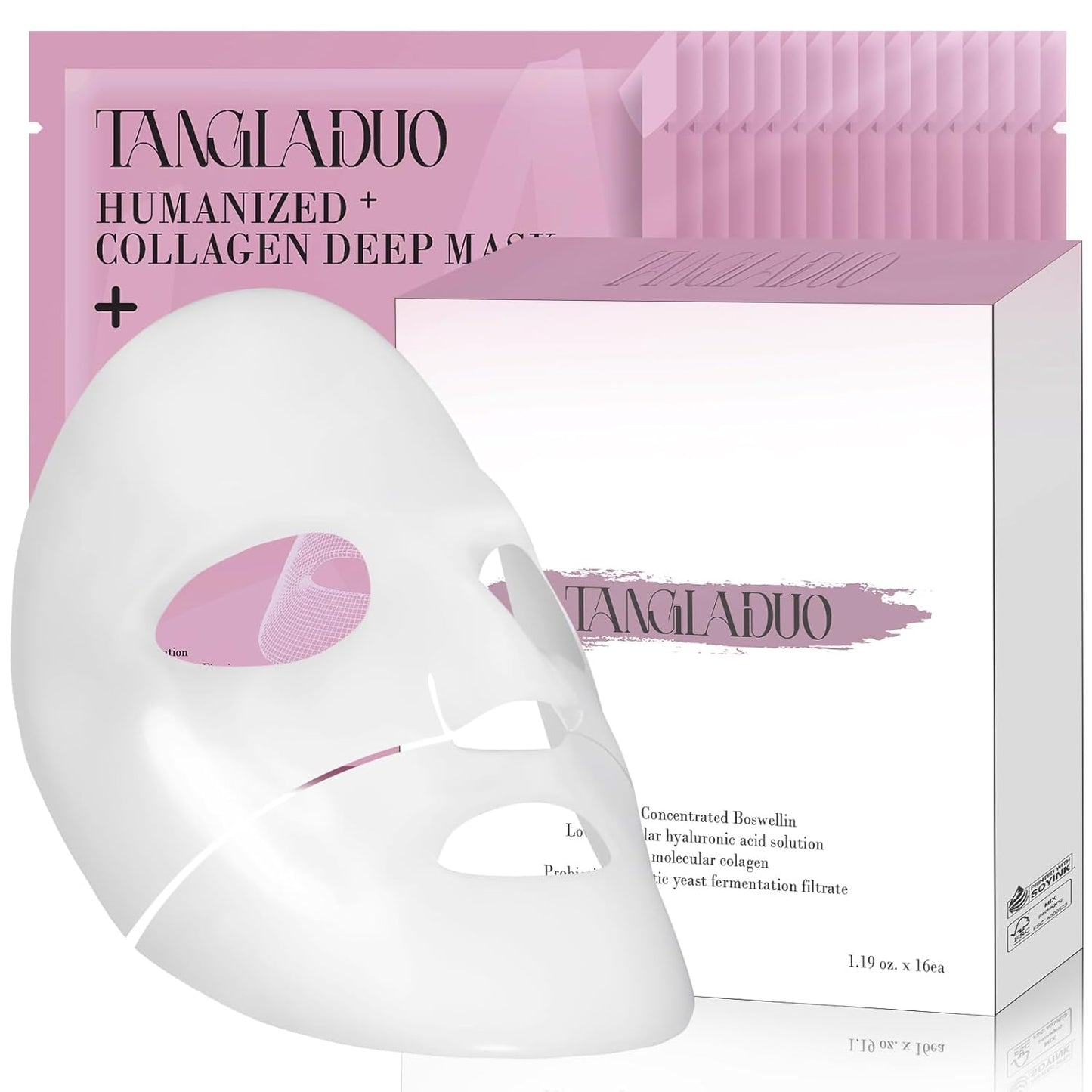 Humanized Collagen Real Deep Overnight Mask,Hydrating Firming,Anti-ageing Hydrogel Mask,for All Skin Types,Elasticity Improvement,Pore Minimizing,Minimize Wrinkles,1Pcs,Pink Pink 1 Count (Pack of 16)