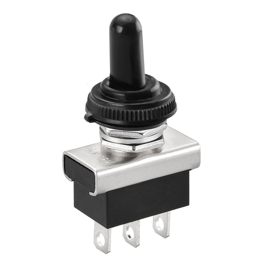 Metal Toggle Switch Flick Flip 12V 25A SPDT ON/Off/ON 3 Positon 3 Pin for Car Dash Light with Waterproof Cap