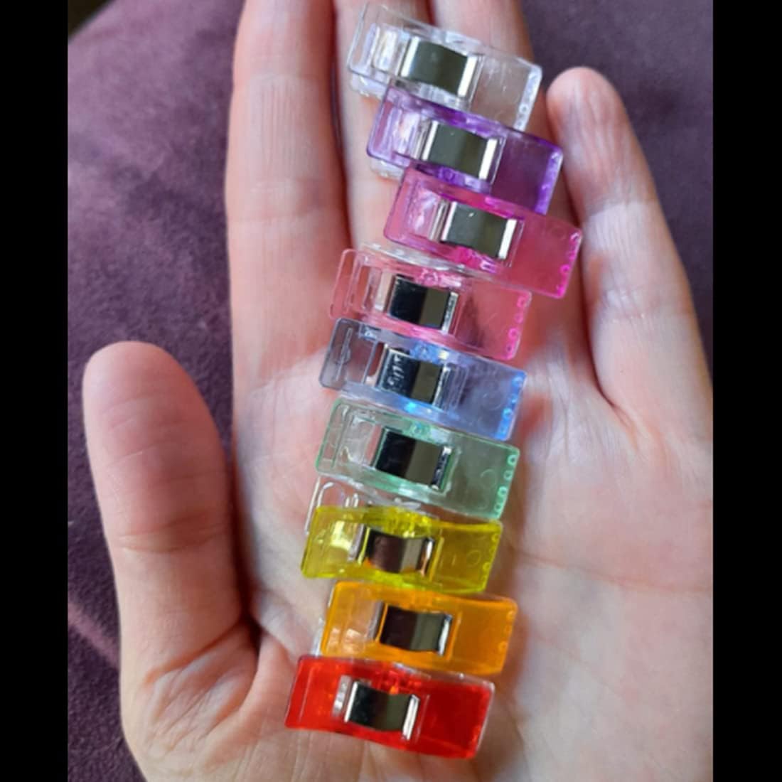Premium Plastic Clips, 100 Pcs with Box, Sewing Notions for Sewing Quilting Supplies Crafting Tools, Assorted Colors for Craft