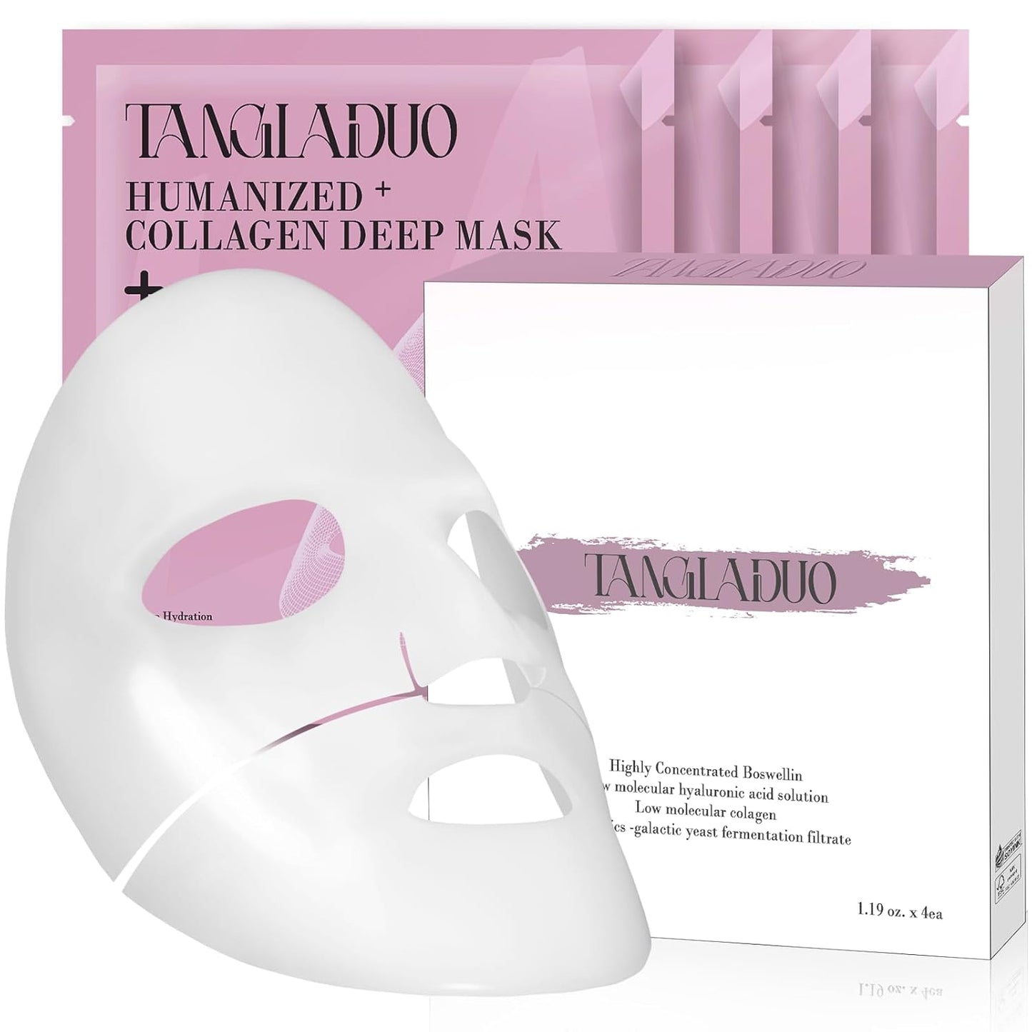 Humanized Collagen Real Deep Overnight Mask,Hydrating Firming,Anti-ageing Hydrogel Mask,for All Skin Types,Elasticity Improvement,Pore Minimizing,Minimize Wrinkles,1Pcs,Pink Pink 1 Count (Pack of 4)