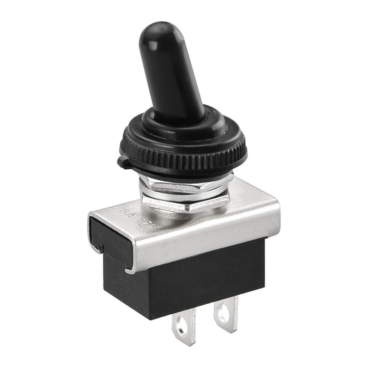 Metal Toggle Switch Flick Flip 12V 25A SPST On/Off 2 Positon 2 Pin for Car Dash Light with Waterproof Cap