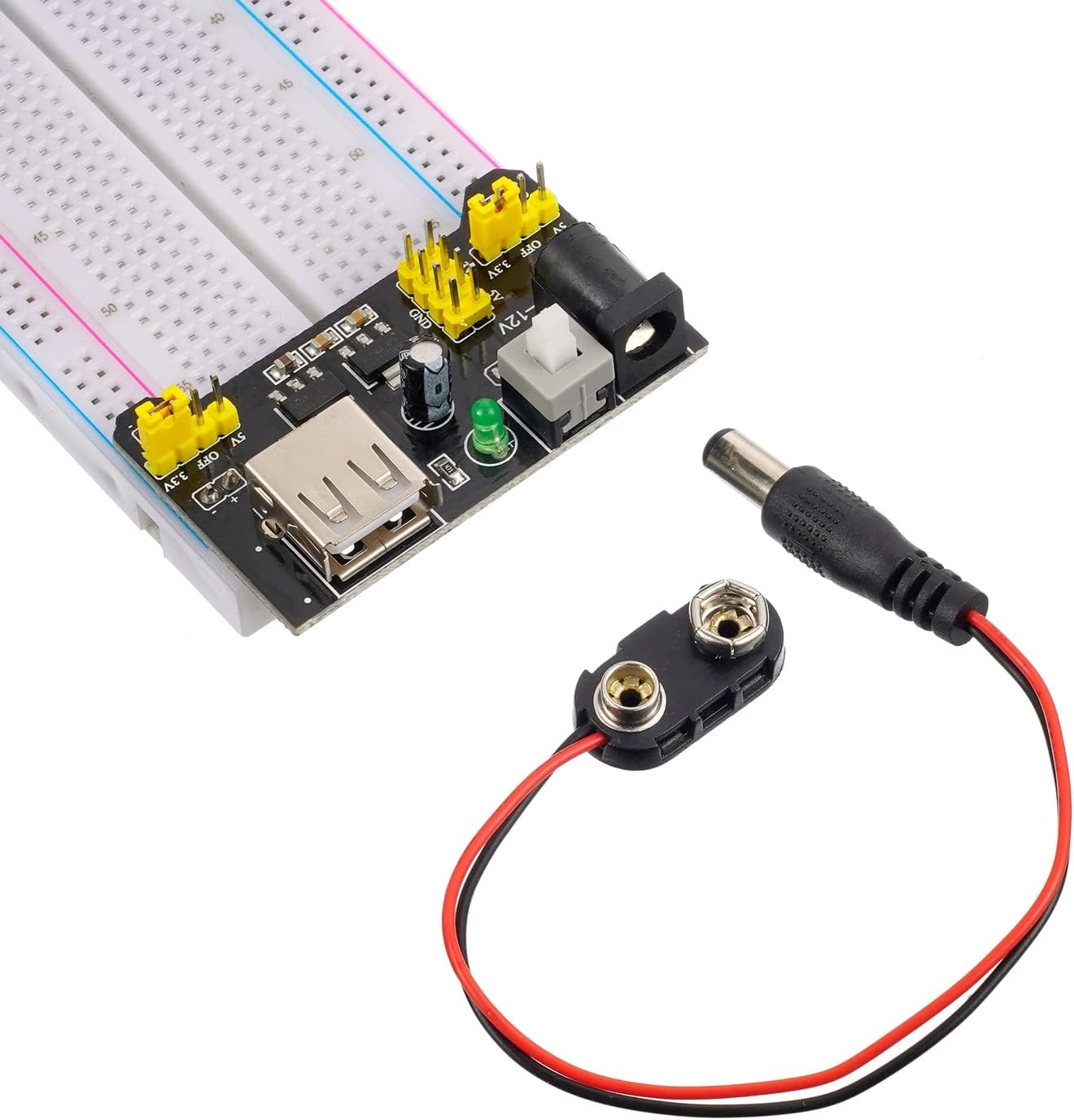 Breadboard Kit with Power Supply Module， Jumper Wires，Battery Clip，830 & 400 tie-Points Breadboard