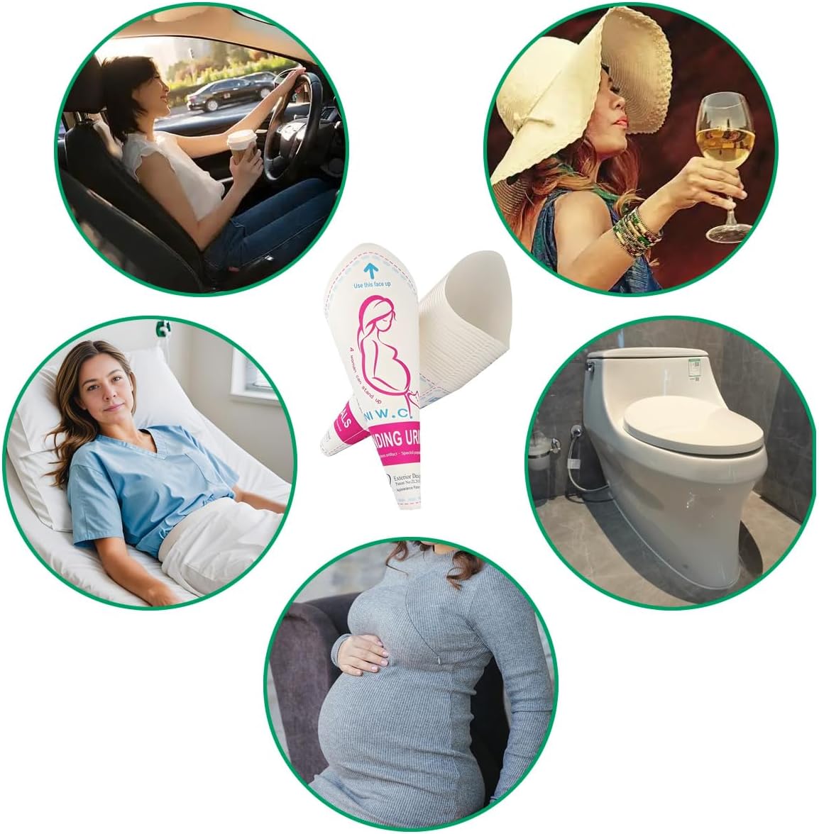12Pcs Disposable Female Urination Device, Portable Girl Urinal Funnel Women Outside Pee Cup Standing Pee Disposable Cup Female Urinal Waterproof Paper for Hiking Camping Outdoor