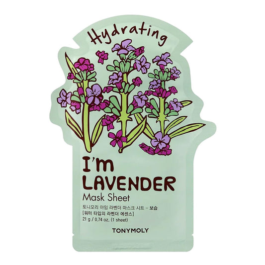 TONYMOLY I'm Real Sheet Mask, Easter Basket Stuffers, Hydrating & Moisturizing Skincare, Korean Skin Care Face Mask 1 Count (Pack of 1) Lavender Hydrating Mask