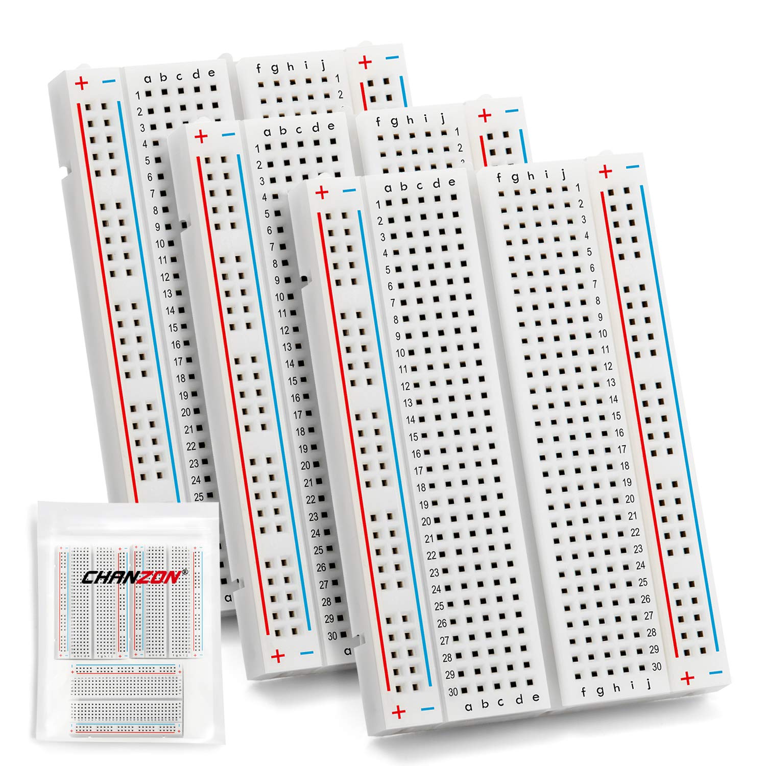 3 pcs Breadboard with 400 Tie Points (BB-801) Solderless Prototype Kit Universal PCB Bread Board Plus 2 Power Rail and Adhesive Back for Small DIY Kits Arduino Proto Raspberry rasp Pi Project
