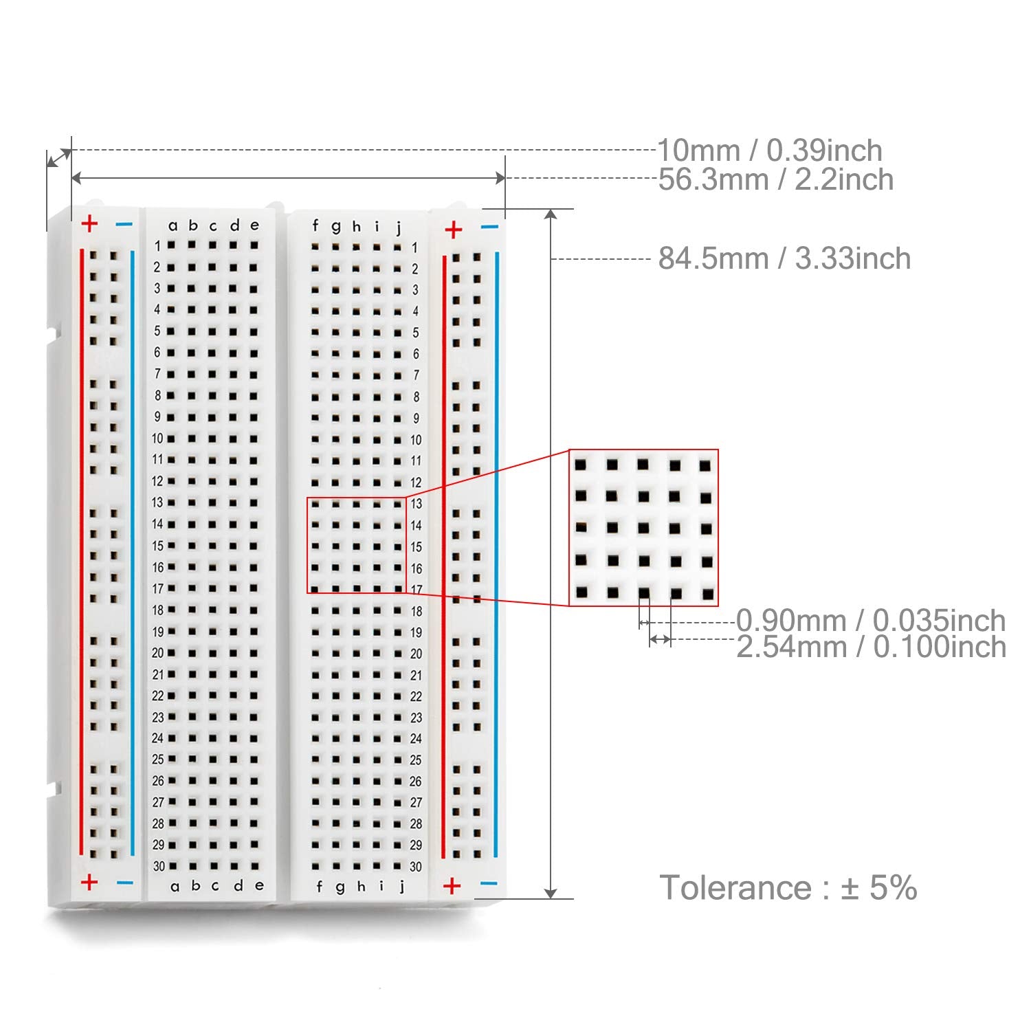 3 pcs Breadboard with 400 Tie Points (BB-801) Solderless Prototype Kit Universal PCB Bread Board Plus 2 Power Rail and Adhesive Back for Small DIY Kits Arduino Proto Raspberry rasp Pi Project