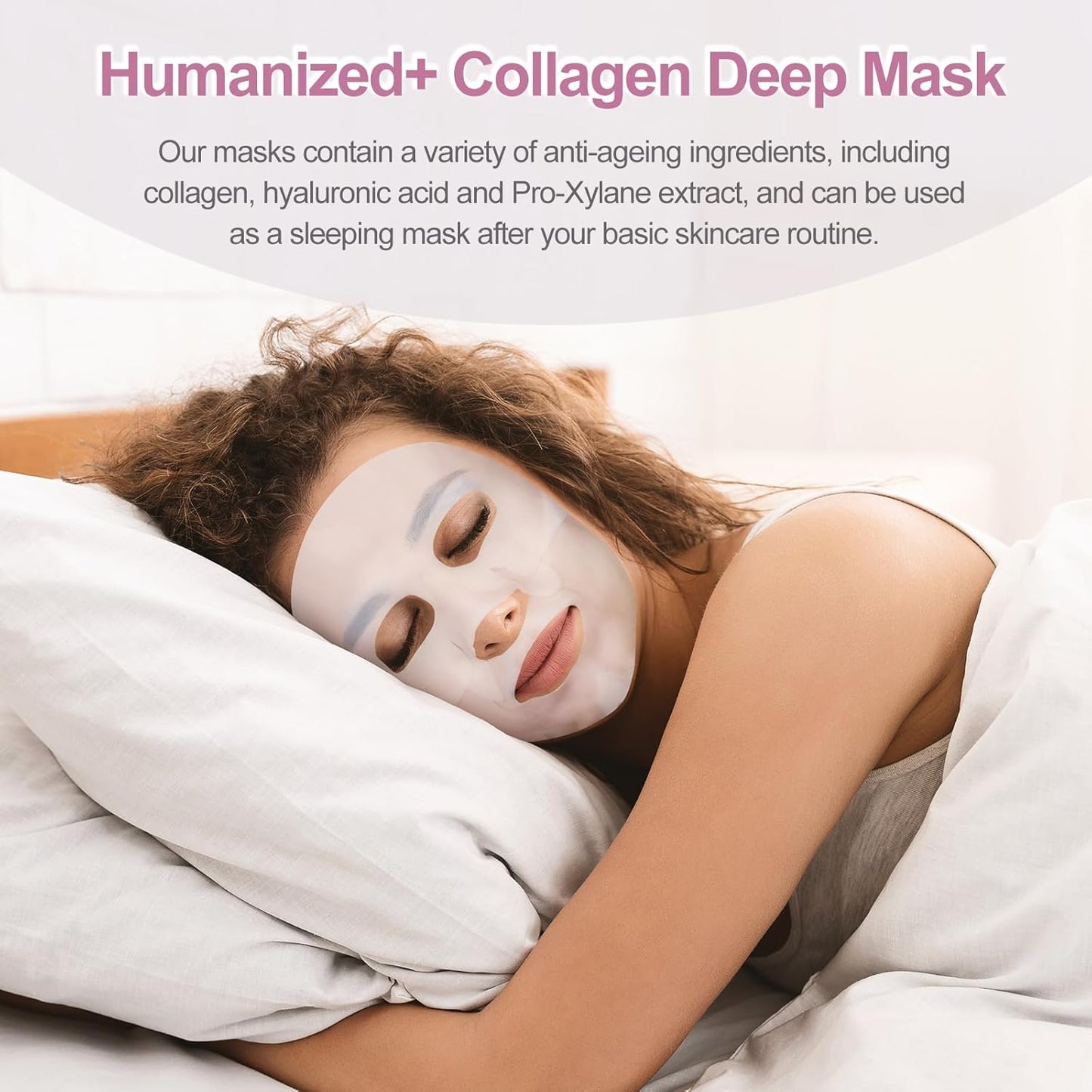 Humanized Collagen Real Deep Overnight Mask,Hydrating Firming,Anti-ageing Hydrogel Mask,for All Skin Types,Elasticity Improvement,Pore Minimizing,Minimize Wrinkles,1Pcs,Pink