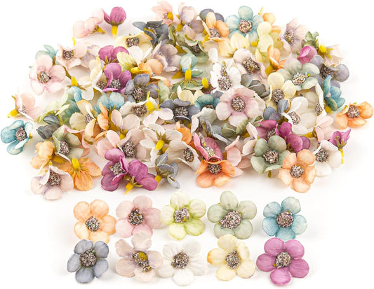 Framendino, 100 Pack Small Fake Flowers for Crafts Multicolor Mini Silk Daisy Flower Heads Wedding Home Decor DIY Scrapbooking Garland Wreath Making Style a 100 Pack