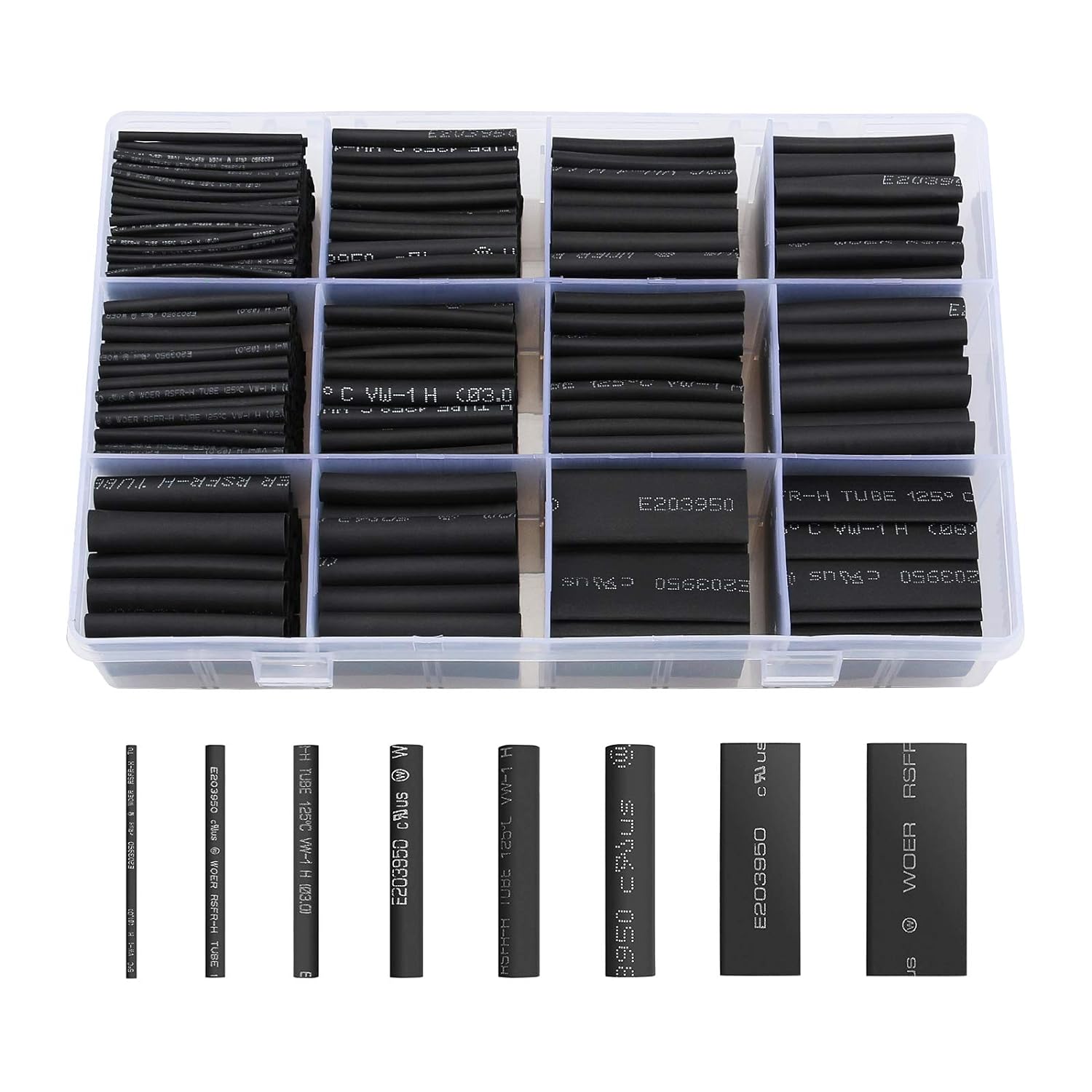 650pcs Heat Shrink Tubing Black innhom Heat Shrink Tube Wire Shrink Wrap UL Approved Ratio 2:1 Electrical Cable Wire Kit Set Long Lasting Insulation Protection, Safe and Easy, Eco-Friendly Material Black 1 650pcs black