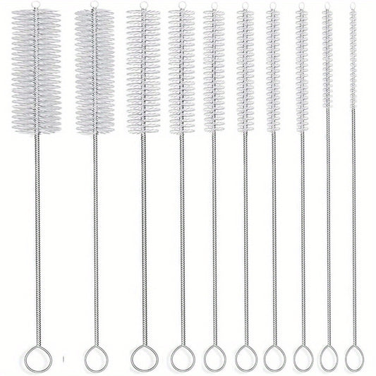 Long Straw Brush, Nylon Pipe Tube Cleaner 8-ihch 10 Different Diameters Set of 10