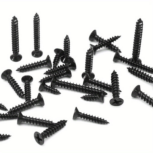 #6 x 1/2" Black Wood Screws - 120Pcs Oxide Coated Flat Head Screws, Stainless Steel 18-8 Black Screws Phillips Head Scrws for Wood Drywall Plastic Metal